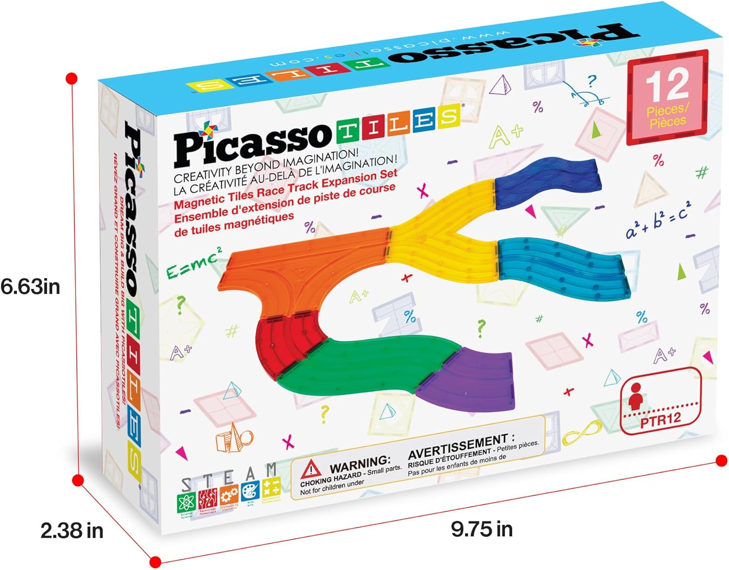 PicassoTiles Race Track Add-On Railway Magnetic Tiles STEM Construction Toy