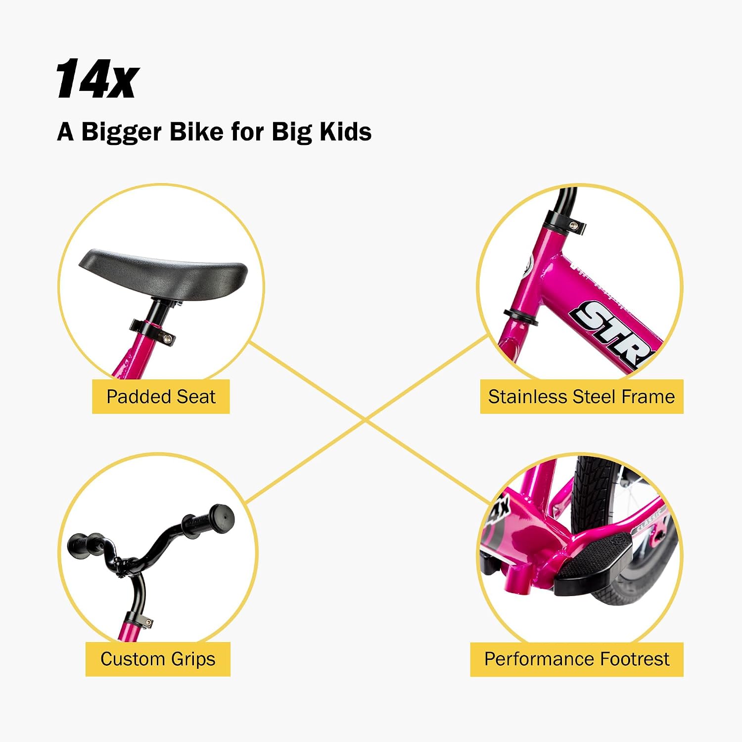Strider 14x Classic, Awesome Blue - Balance Bike for Kids 3 to 6 Years -Includes Kid Sized Grips, Padded Seat, Performance Footrest, All-Purpose Tires Easy Assembly, Tool-Free Adjustments | No Pedals, Balance Bike with Adjustable Seat and Handlebars, Lig…