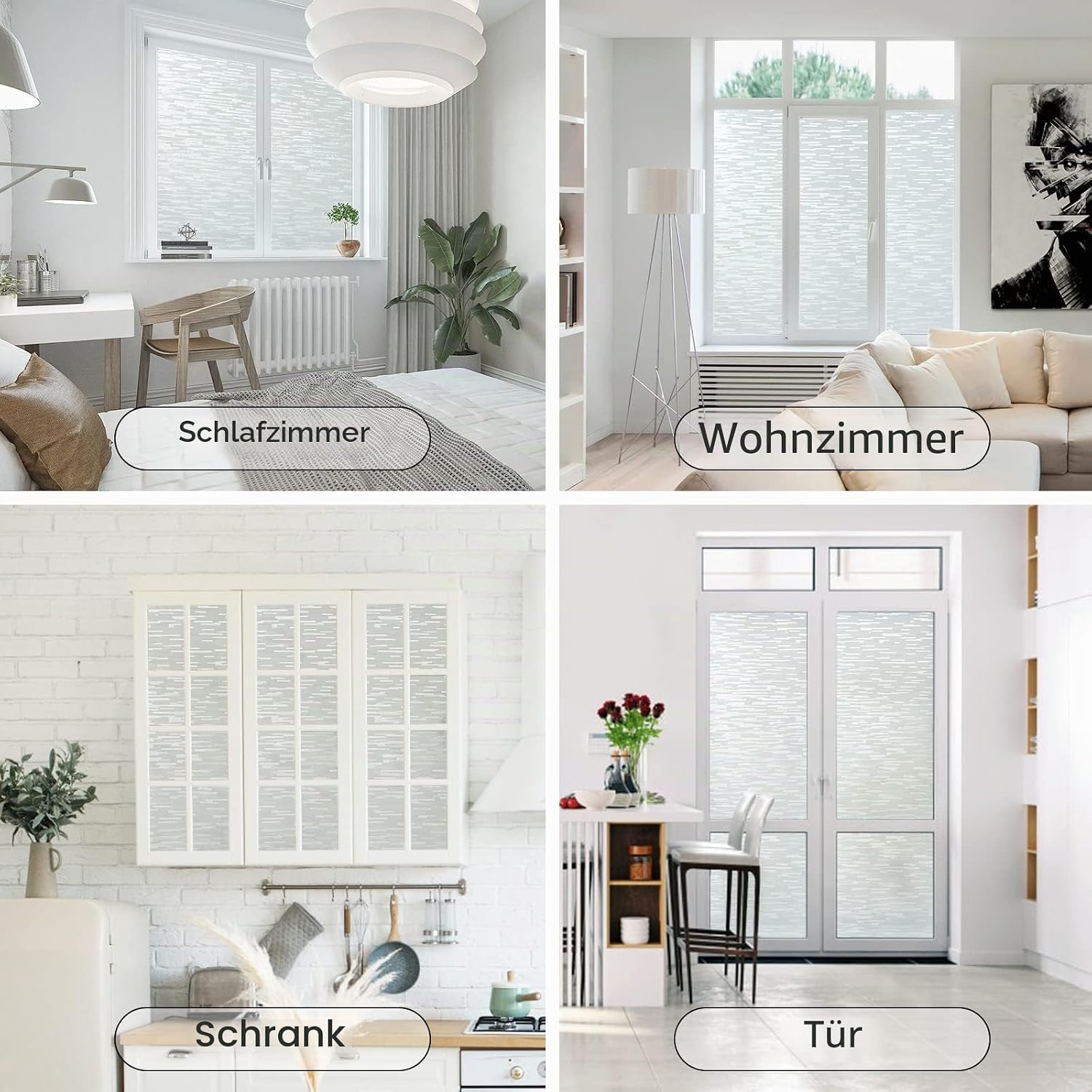 Haton Window Privacy Film, Frosted Stripe Non-Adhesive, 17.5" x 78.7"