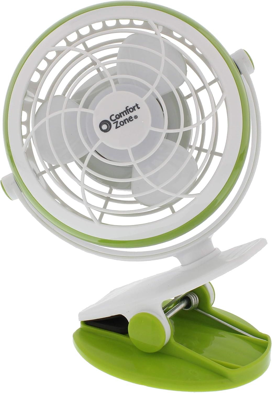 Comfort Zone Dual Base Combo Clip or Desk Fan, USB or Battery Powered, 4 inch, Single Speed Setting, Adjustable Tilt, Lightweight, Ideal for Home