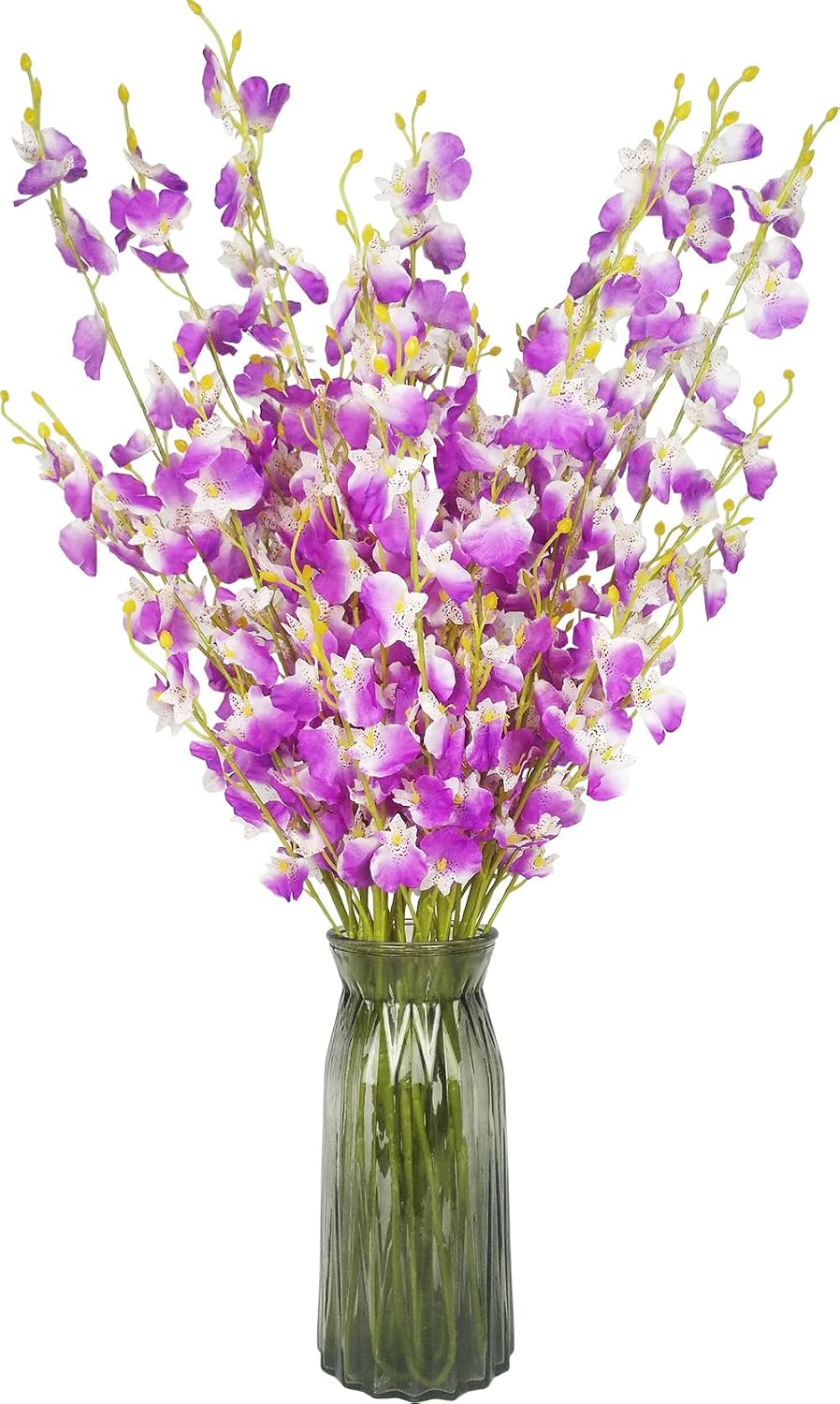 Yellow Artificial Flowers Orchids Silk Fake Flowers in Bulk, 12 Pcs (Each 38.5”), for Wedding Festive Party Home Office Decoration, No Include Vase