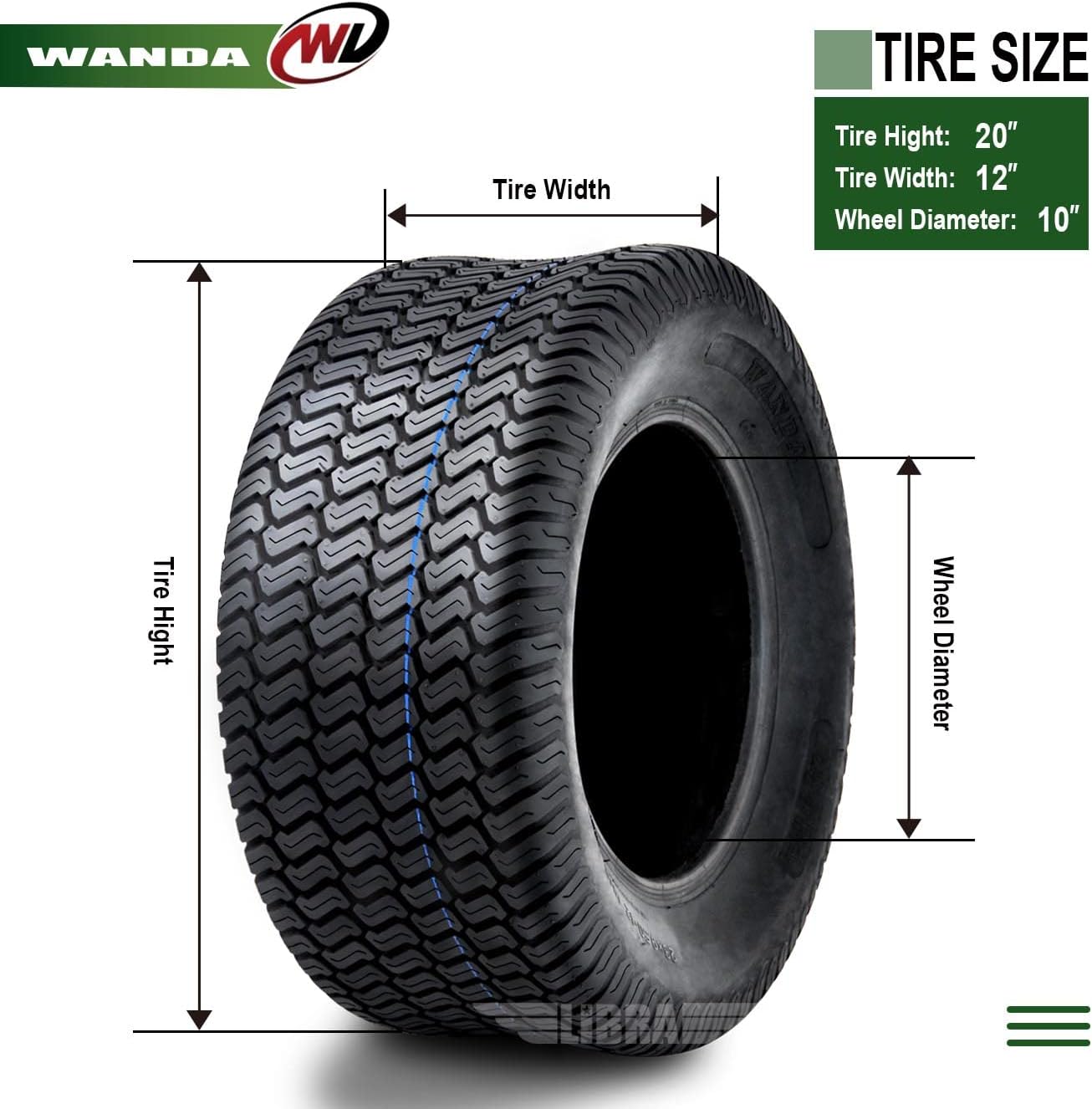 WANDA Set 2 15x6-6 15x6.00-6 Lawn Mower Tractor Turf Tires15x6x6 P332-13016 | Riding Lawn Mover, Garden Tractor