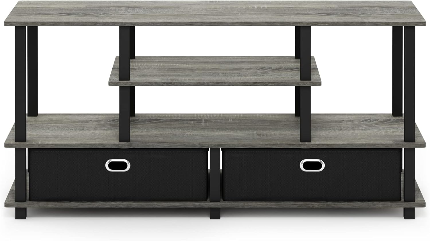 Furinno Moretti 3-Tier Metal Frame TV Stand, French Oak Grey