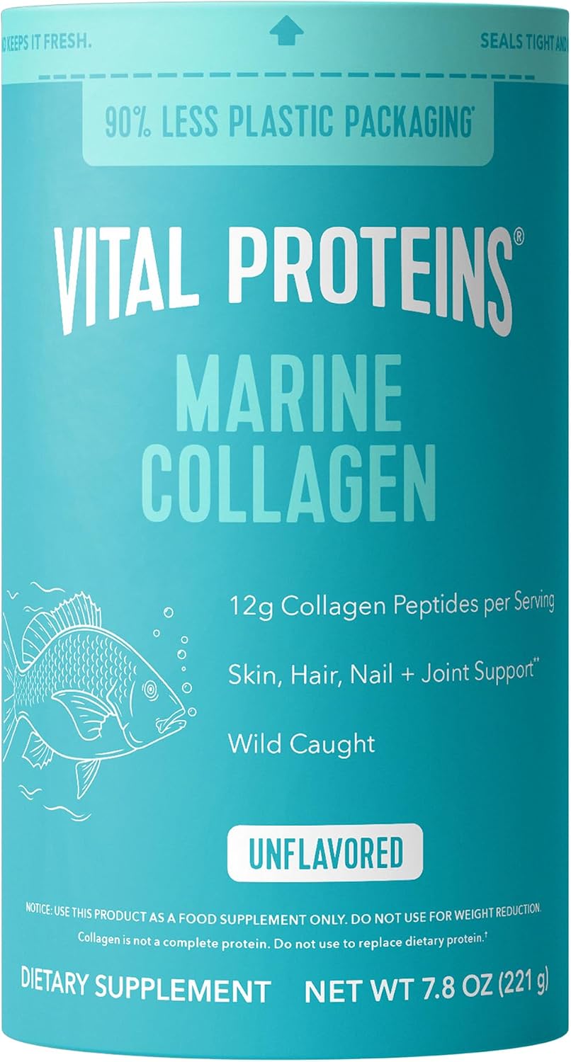 Vital Proteins Marine Collagen, Unflavored Stick Packs, 20 Count | Marine Collagen Peptides, Supports Hair Skin Nails & Joints, 10g Per Packet, Travel-Friendly Stick Packs, 20 Servings