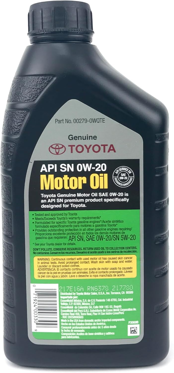 Toyota Case of 12 Quarts Full Synthetic 0W-20 Oil