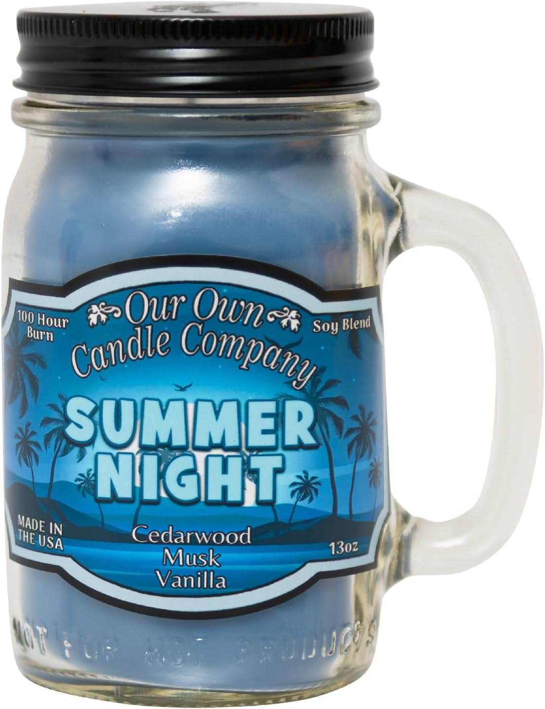 Balsam Pine Scented Mason Jar Candle, Our Own Candle Company, 13 oz | Clean, fresh Balsam-pine-tree scent; soy blend wax; lead-free wick with patented straightener; long lasting