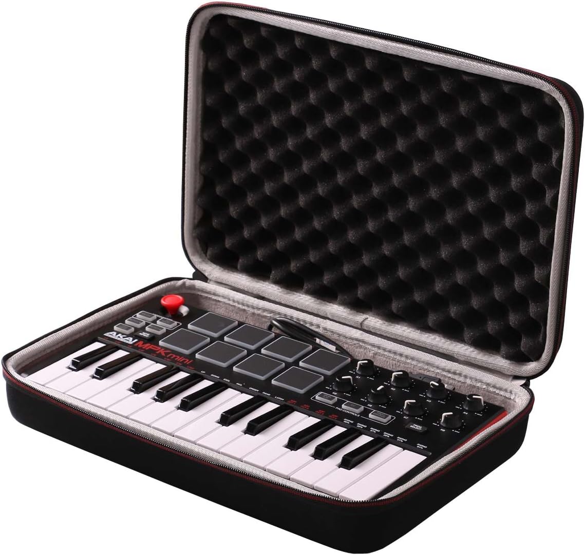 LTGEM Case Compatible with Akai Professional MPK Mini MK3 / MPK Mini Play MK3 25 Key USB MIDI Keyboard Controller, Black+Gray(Case Only)
