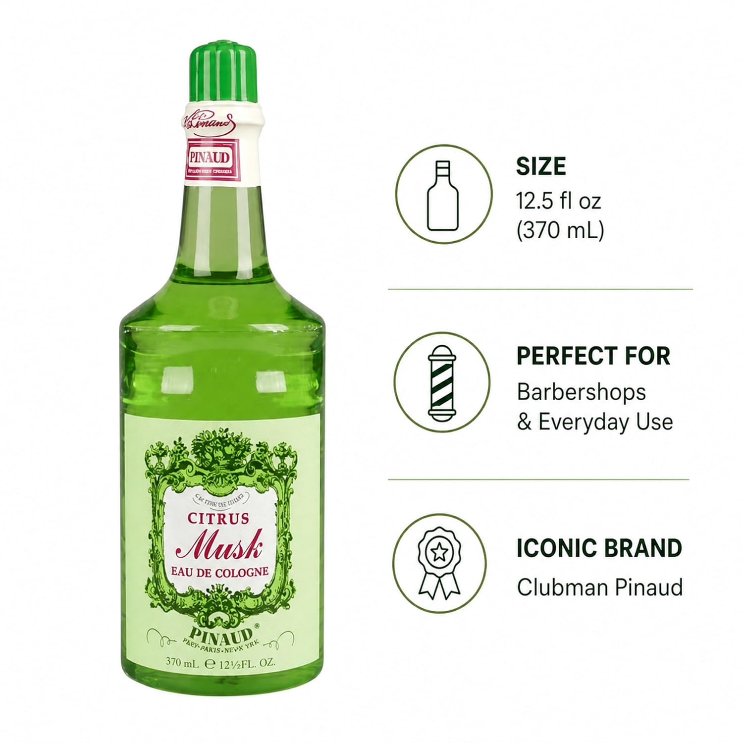 Clubman Pinaud Citrus Musk Cologne, Cools and Tones Skin After Shaving, 12.5 oz