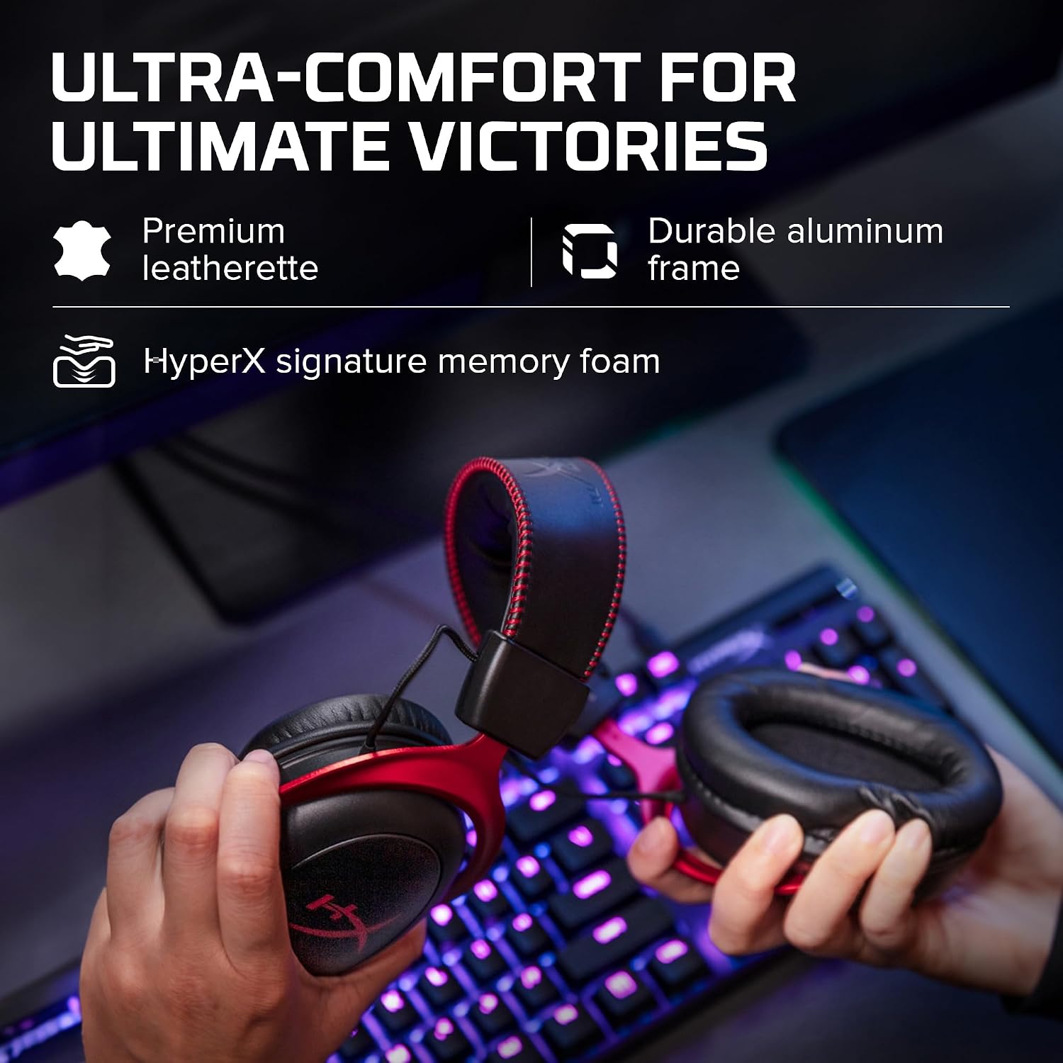 HyperX Cloud II Gaming Headset - 7.1 Surround Sound - Memory Foam Ear Pads - Durable Aluminum Frame - Multi Platform Headset - Works with PC, PS4, PS4 PRO, Xbox One, Xbox One S - Red (KHX-HSCP-RD) | 7.1 Surround Sound, Memory Foam Ear Pads, Durable Alumi…