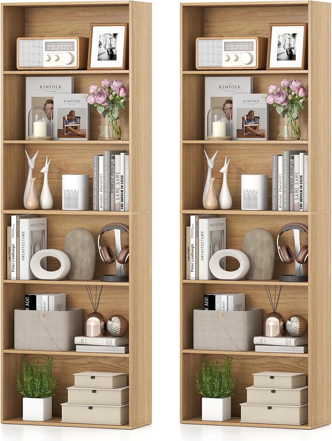 Giantex 8-Cube Bookcase, 3-Tier Cubby Bookshelf, Horizontal Vertical Display Rack with Anti-Tipping Kits, Modern Storage Organizer Shelf Unit for Bedroom, Living Room, Study (Natural, 8-Cube)