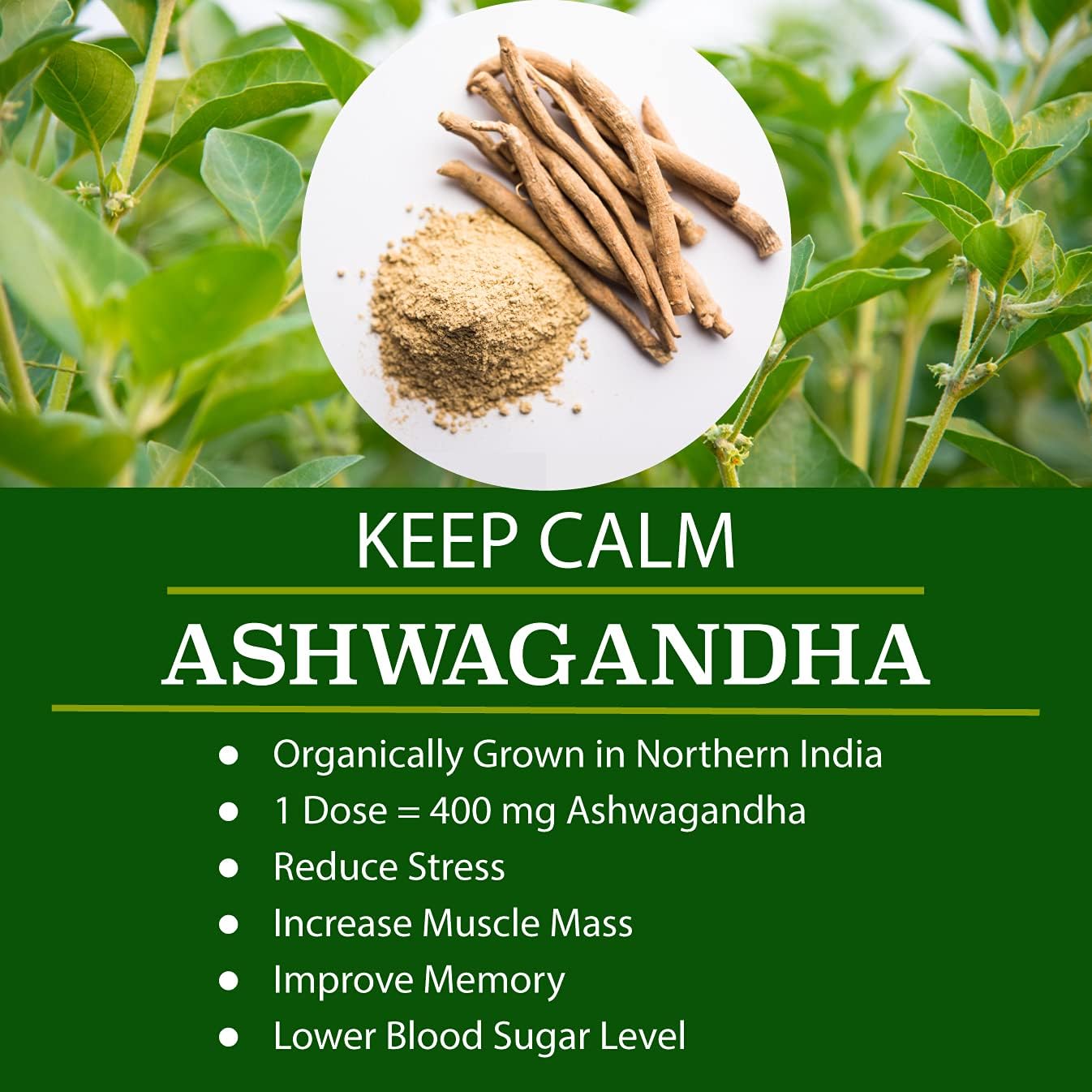 FOLONA Organic Super Greens Capsules with Ashwagandha, Spirulina & Moringa
