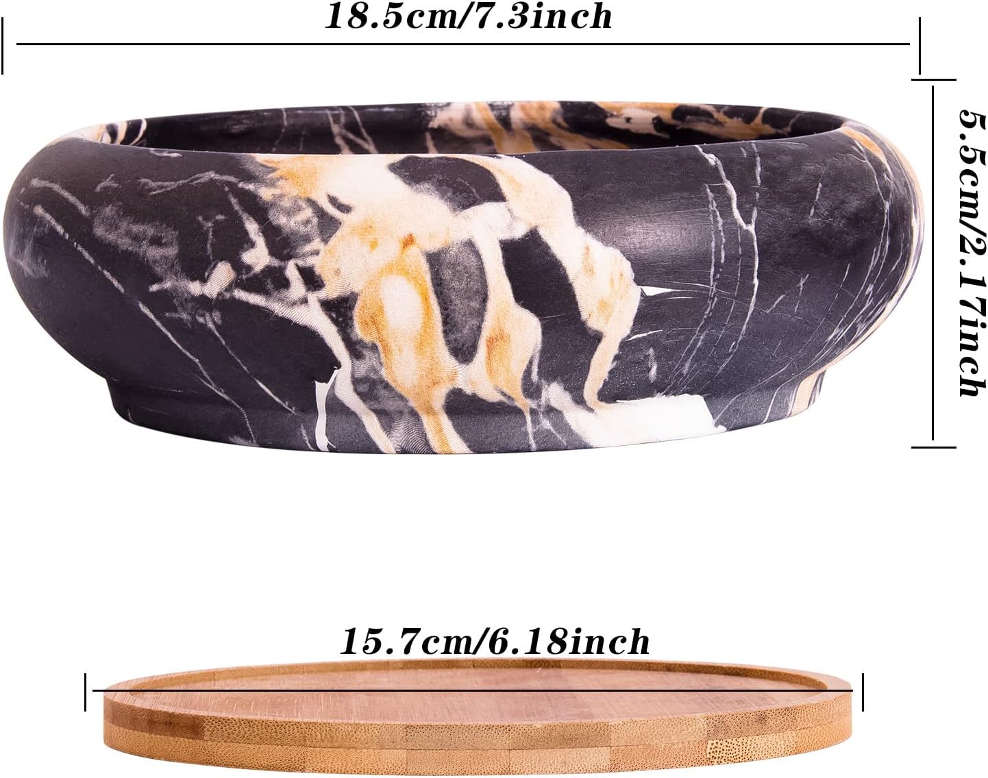 Succulent Pots, 7.3'' Large Bonsai Pots with Tray, Shallow Planters