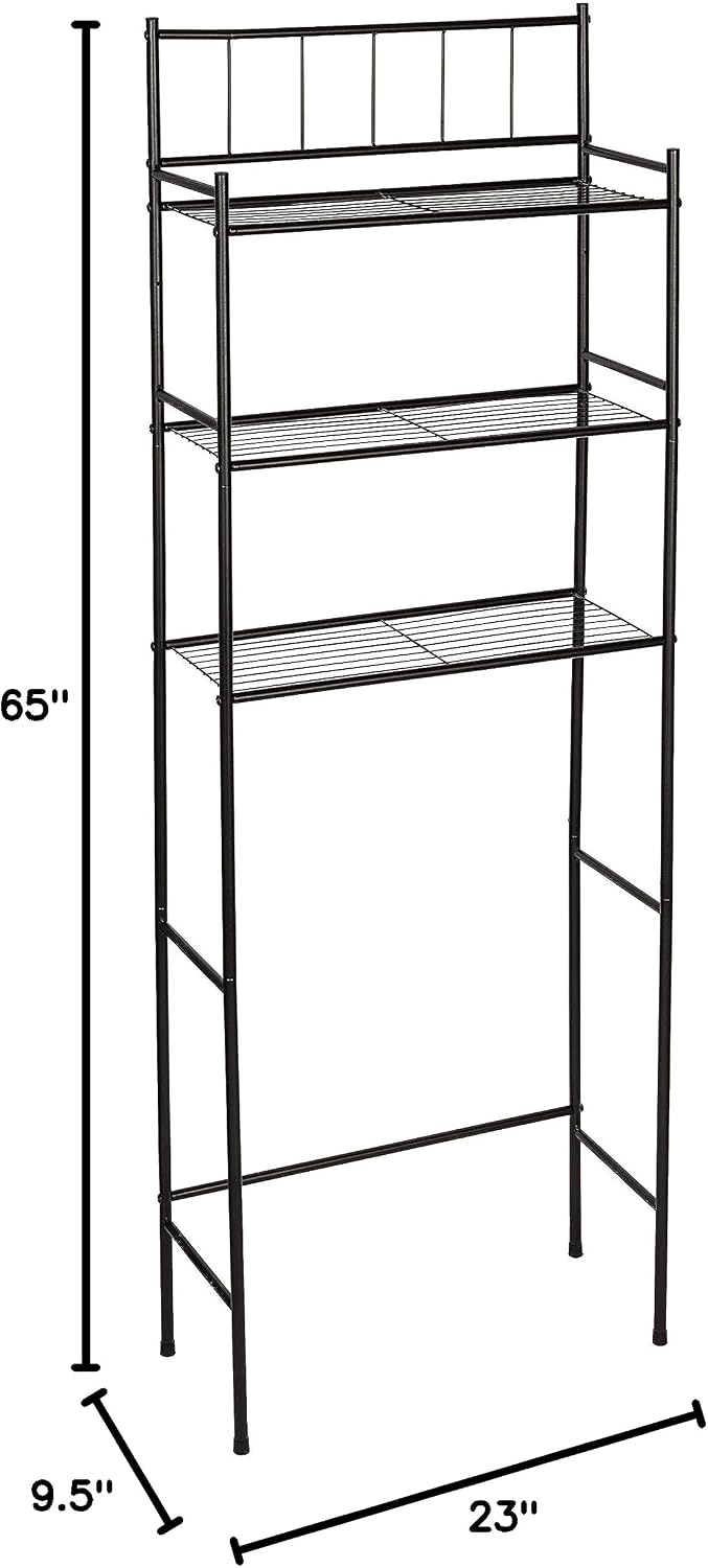 Honey-Can-Do 3-Tier Metal Bathroom Shelf Space Saver, Over The Toilet Storage Rack Organizer, Adjustable Chrome Wire Shelving Unit for Towels & Toiletries, 9.5 x 23 x 60 in