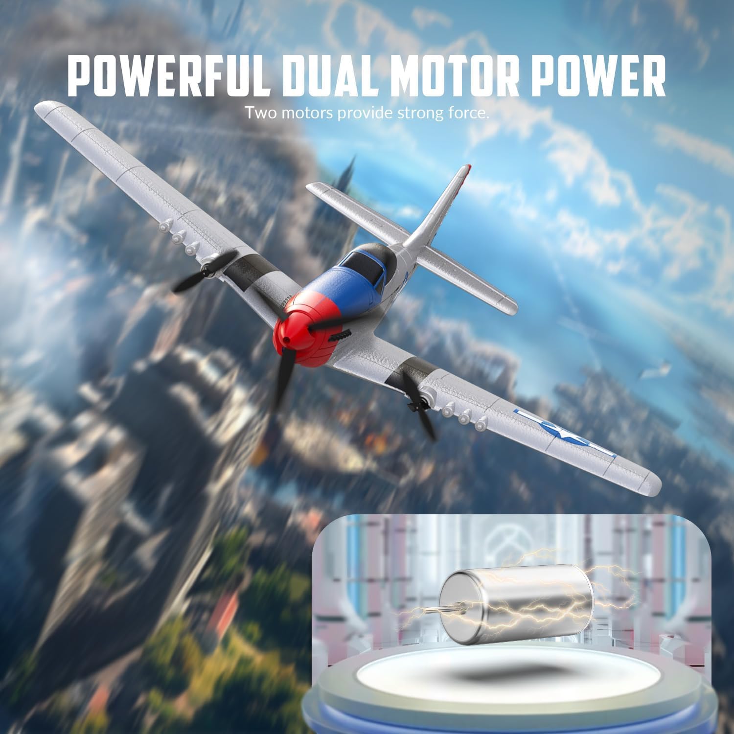 volantexrc RC Plane, 3 Channel Remote Control Plane for Beginners & Adults | Spitfire Fighter RTF, 6-Axis Gyro, 2.4GHz Radio Controlled Aircraft, Easy to Fly