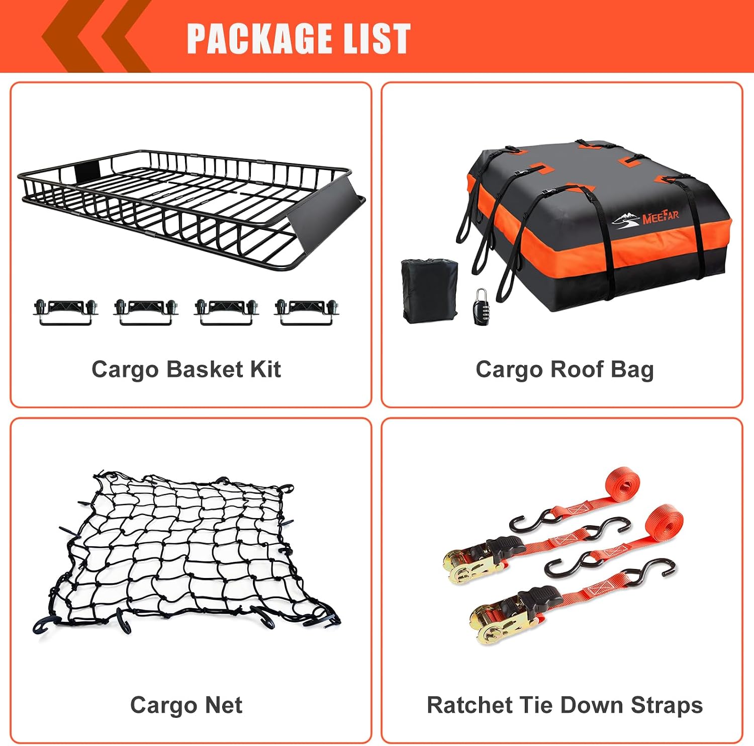Roof Rack Rooftop Cargo Carrier Basket 65"*39"*6"+Waterproof Bag 20 Cu.Ft. | Roof Basket include Cargo Net with Hooks,Ratchet Straps,Combination Lock|200 Lbs Capacity,Universal Rooftop Large Roof Rack