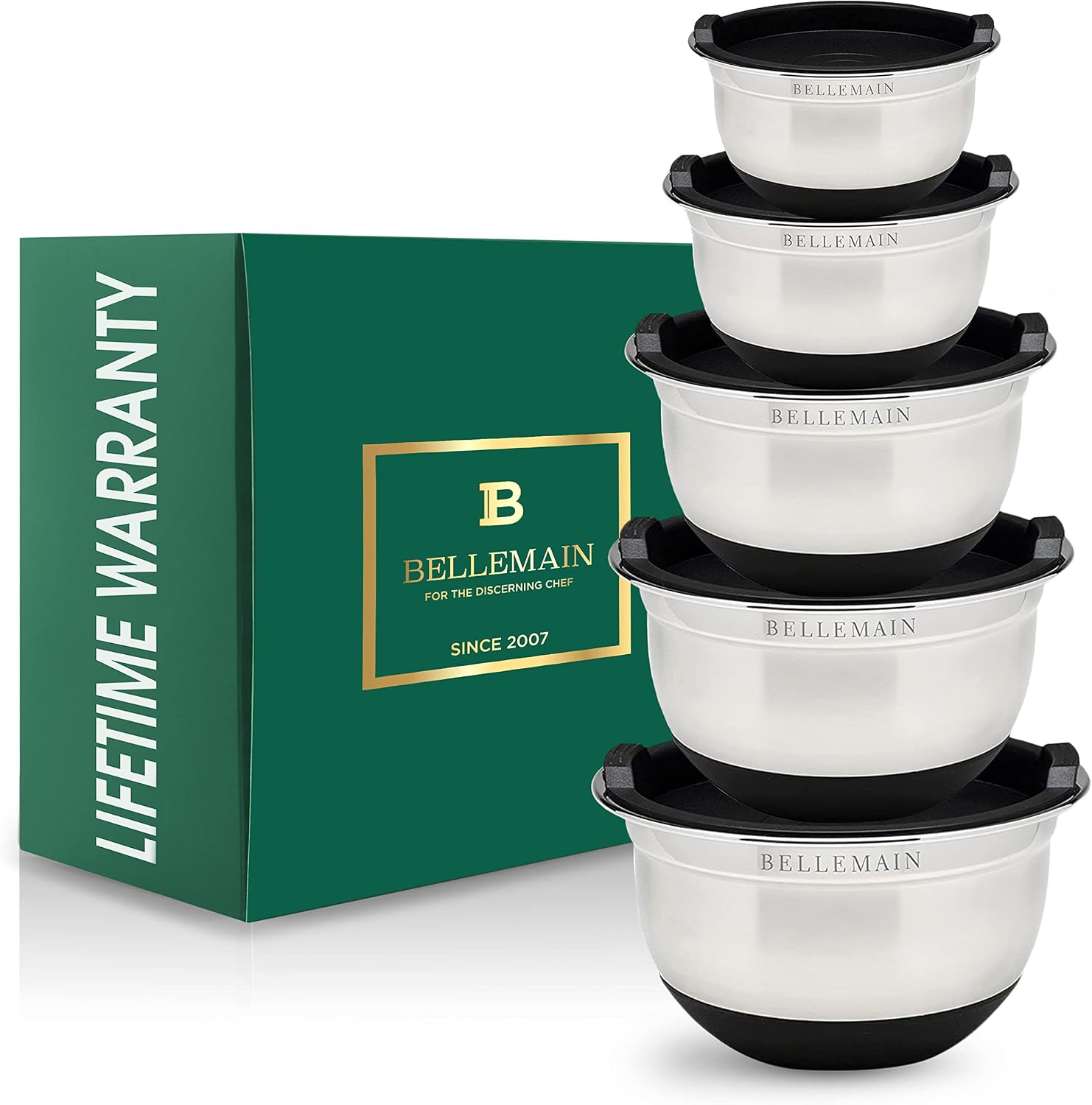 Bellemain Stainless Steel Mixing Bowls with Airtight Lids Set - Set of 5