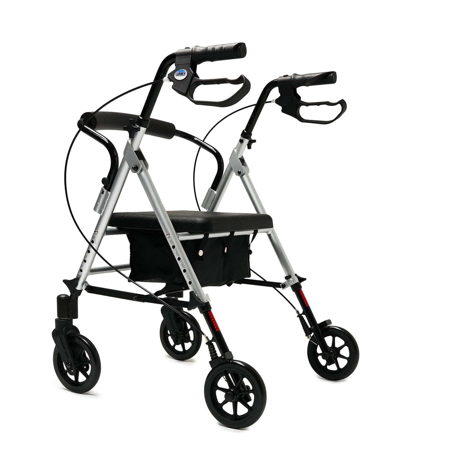 Lumex Set n' Go Rollator, Height-Adjustable, Rolling Walkers for Seniors with Seat, Silver
