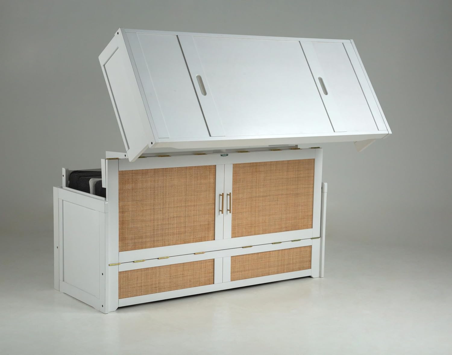 NIGHT & DAY Furniture Murphy Cube Cabinet Bed Pre-Assembled (Cherry, Queen) | Pre-Assembled