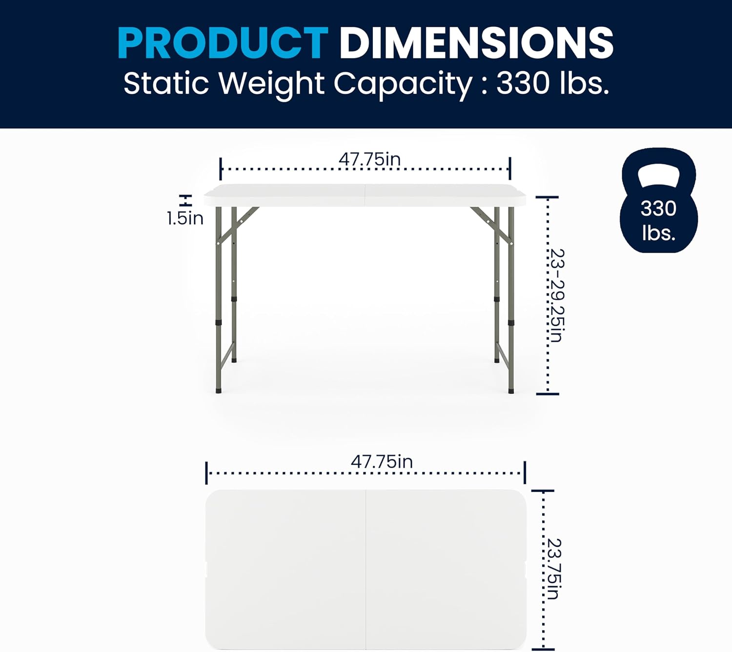 Flash Furniture 4-Foot Bi-Fold Granite White Plastic Folding Table | Lightweight, Easy Storage, Commercial Grade, Carrying Handle