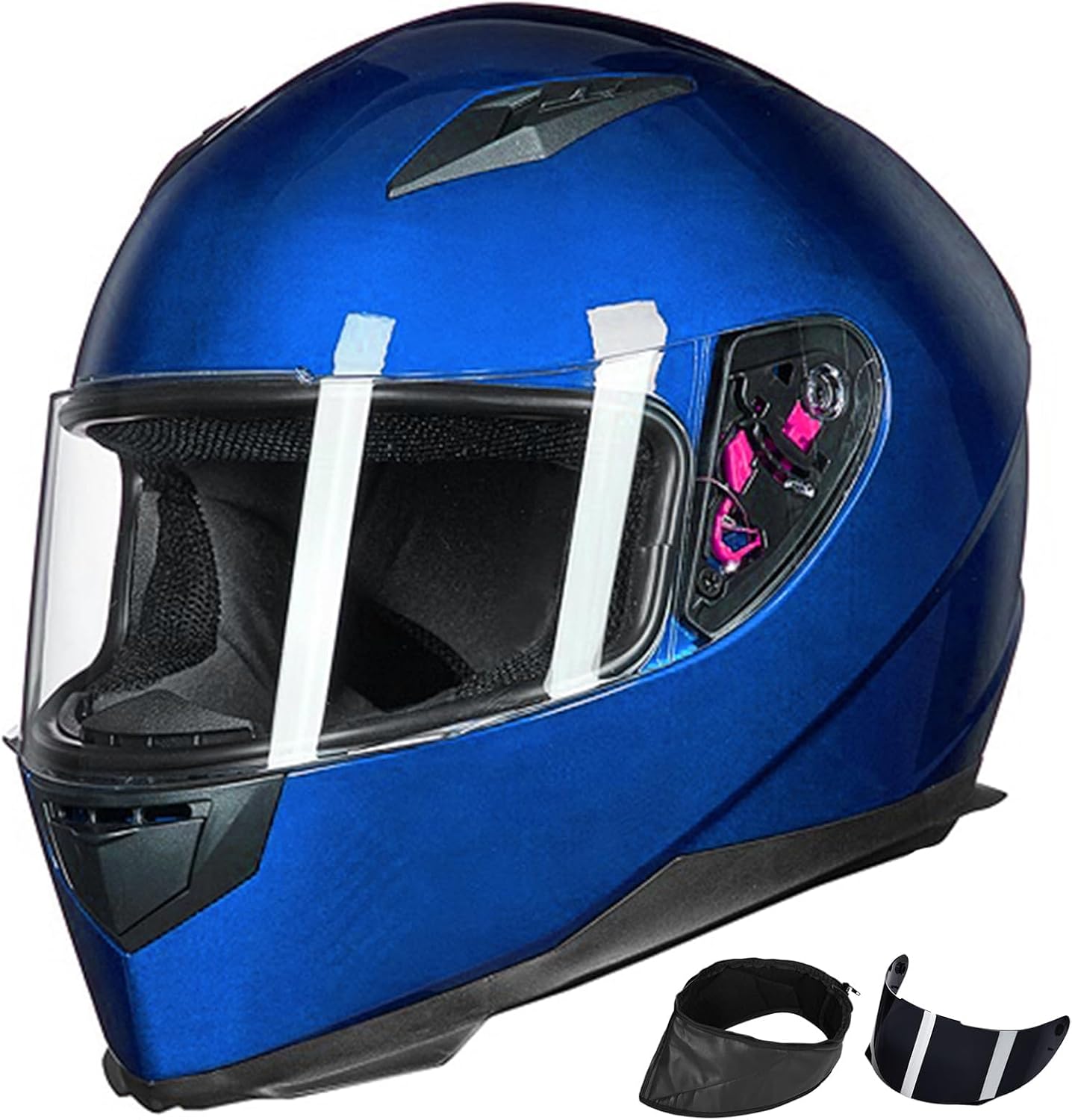 ILM Full Face Motorcycle Street Bike Helmet with Removable Winter Neck Scarf + 2 Visors DOT Model ILM-313