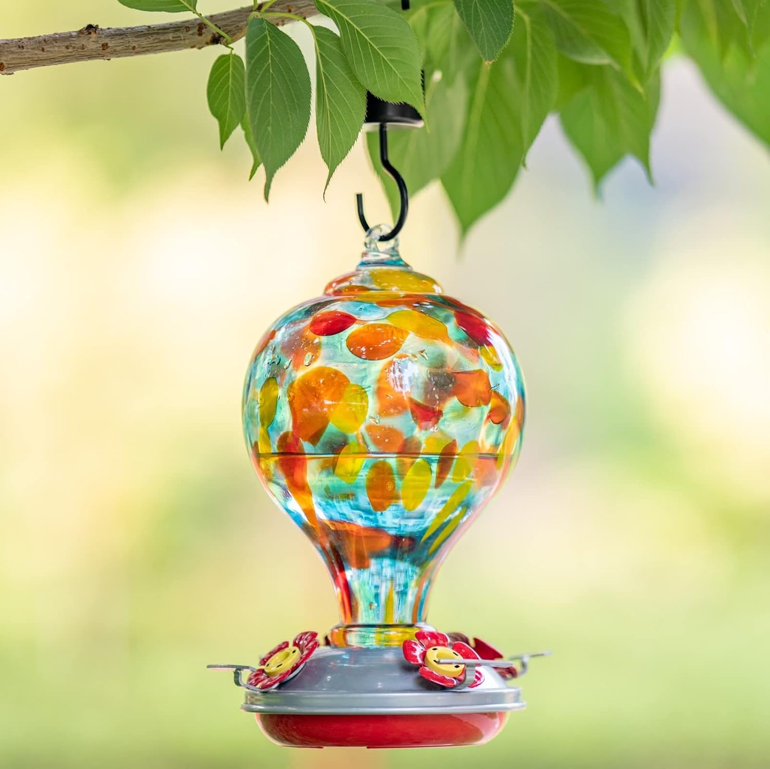Muse Garden 32OZ Humming Bird Feeder Ant Moat,Gifts for Bird Lover,Gardening Backyard Decor Hummingbird Nectar Capacity,Nebula