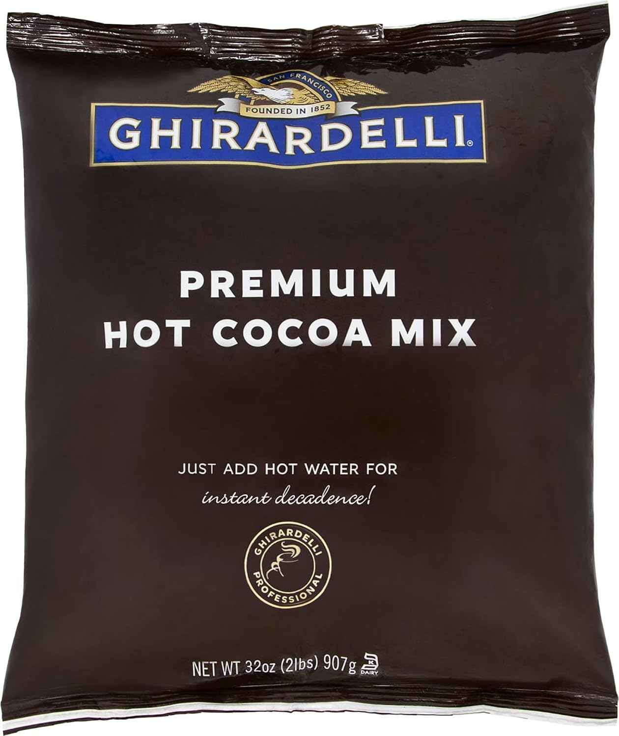 Ghirardelli Chocolate - Premium Hot Cocoa 2 lb pouch with Ghirardelli Stamped Barista Spoon