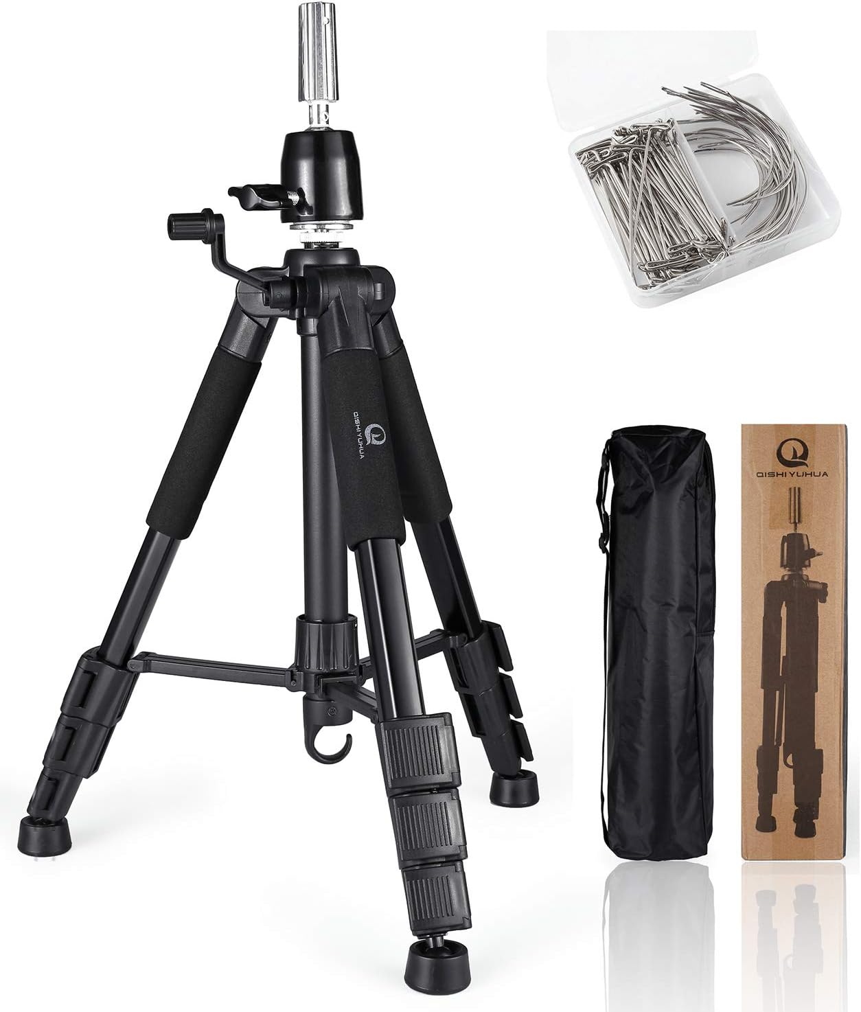 Wig Stand Tripod with Non-Slip Base Adjustable Mannequin Head Stand with Hook Heavy Duty Manikin Head Tripod | Hook Heavy Duty Manikin Head Tripod