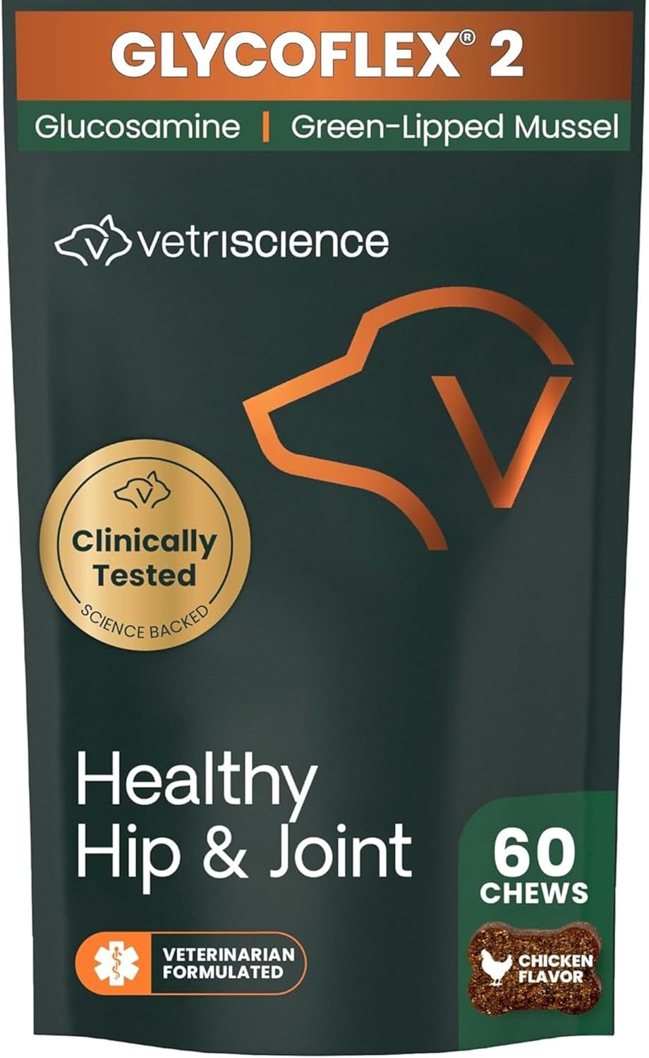 VetriScience Healthy Hip & Joint Chews, GlycoFlex Glucosamine and Green-Lipped Mussel Mobility Support Supplement for Dogs