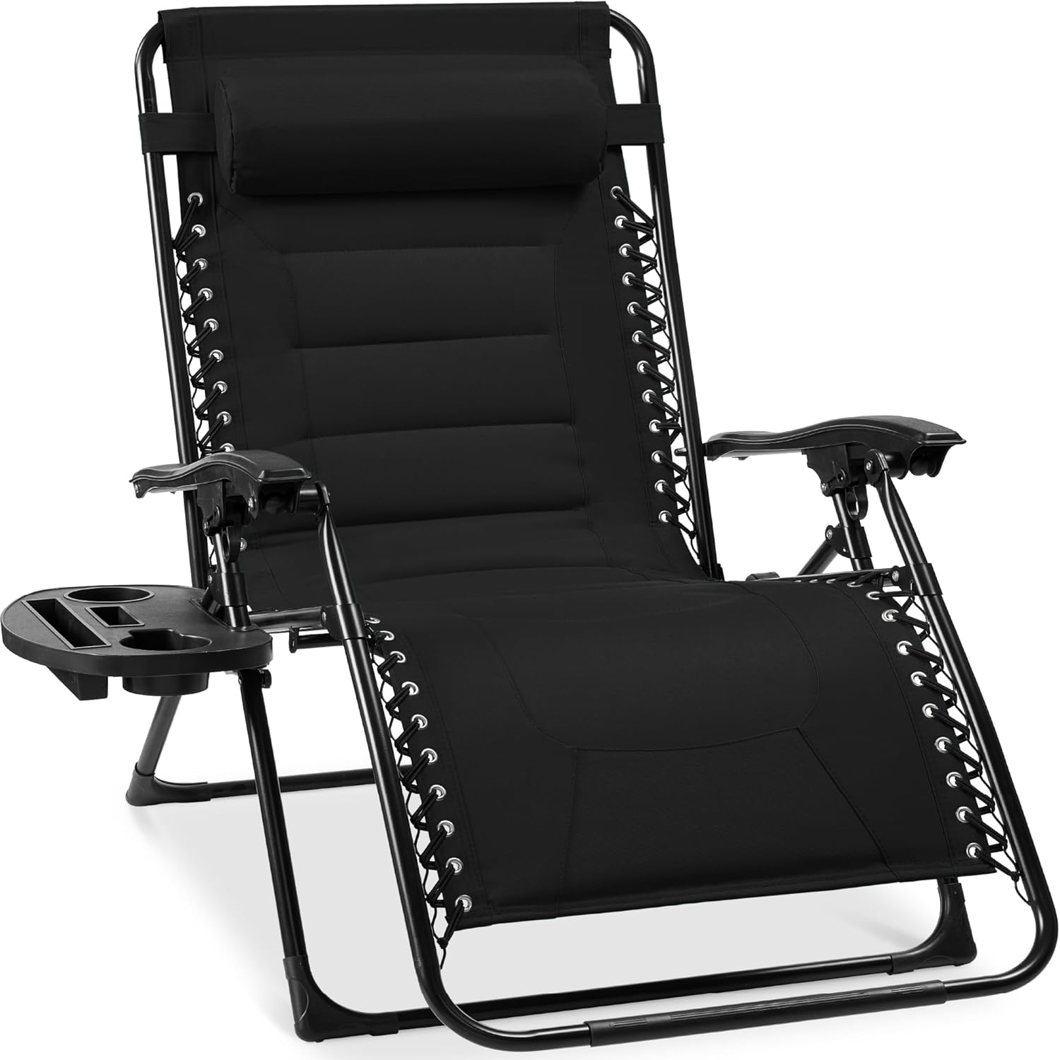 Best Choice Products Oversized Padded Zero Gravity Chair, Folding Outdoor Patio Recliner, XL Anti Gravity Lounger for Backyard w/Headrest, Cup Holder