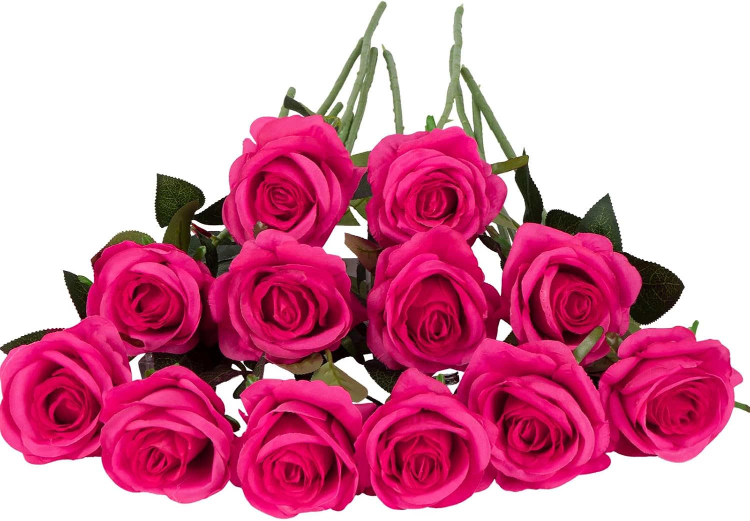 12 PCS Artificial Flowers Roses Silk Flowers Fake Long Stem Artificial Roses for Home Wedding Decorations (Yellow)