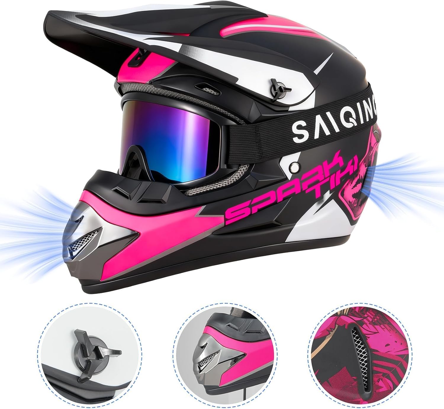 Youth Kids Dirt Bike Motocross Helmet DOT Approved Cool Tiki Graphic