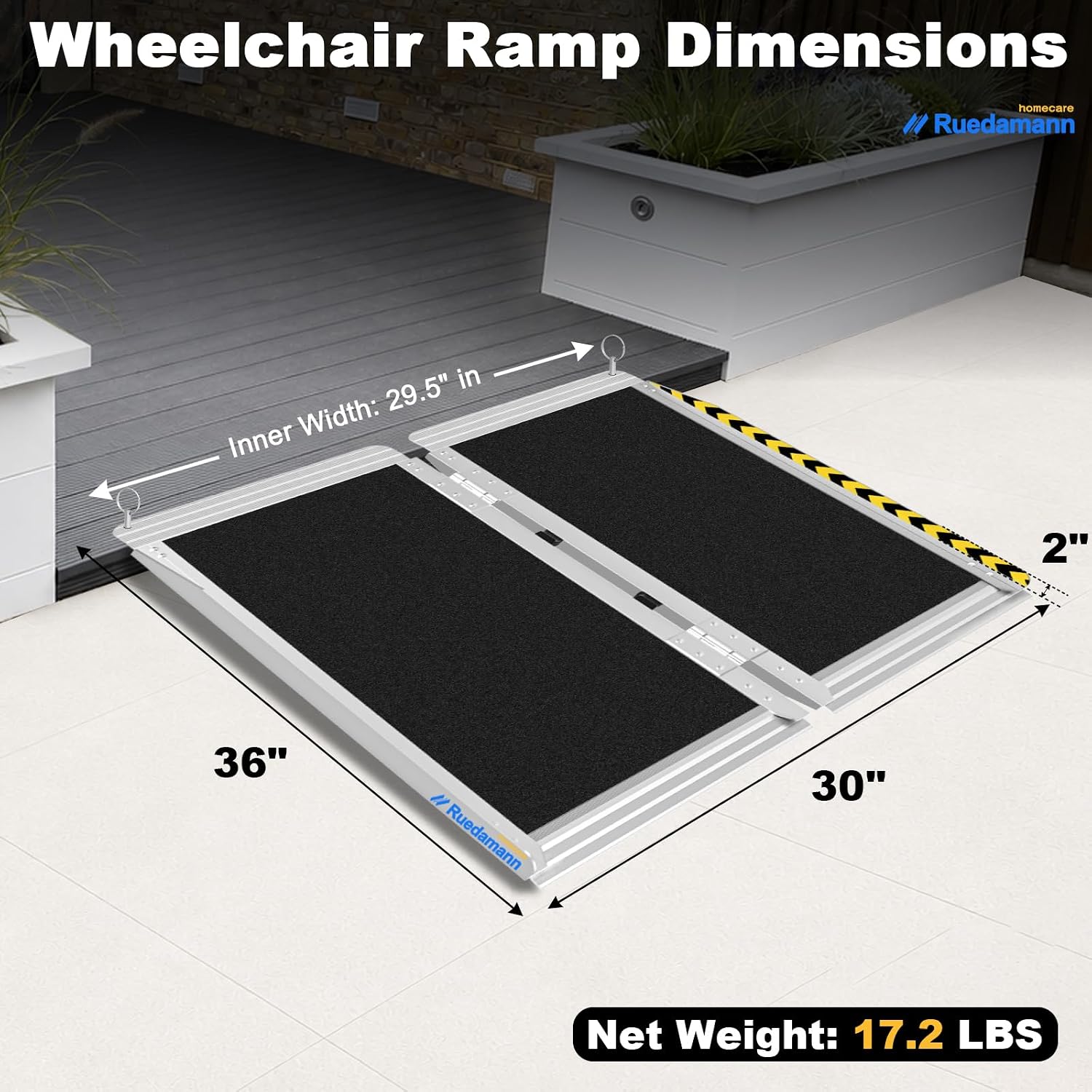 Ruedamann 2 FT Portable Wheelchair Ramp, 30" Wide