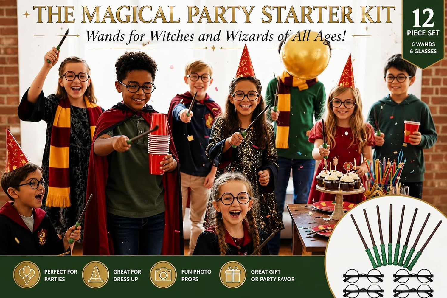 12 Pack Wizard Wands – Plastic Costume Accessories for Magic-Themed Parties, Dress Up, Halloween & Cosplay, Birthday Parties, Party Favors, Goodie Bags, Photo Props