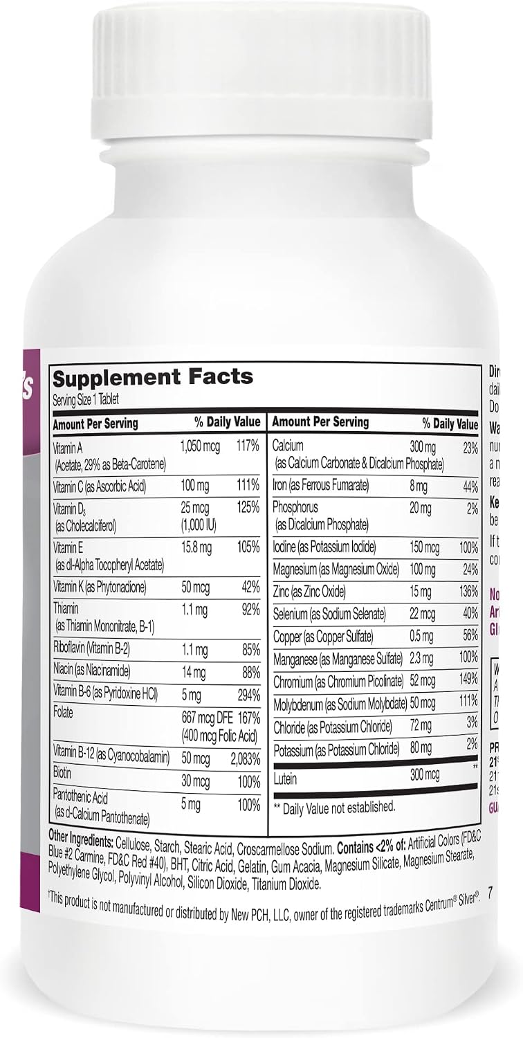 21st Century Sentry Senior Women 50+ Multivitamin, 100 Tablets | Complete Multivitamin & Multimineral, Compare VS. Centrum® SILVER Women 50+, Women 50 Plus, Full-Spectrum Nutrients for Heart