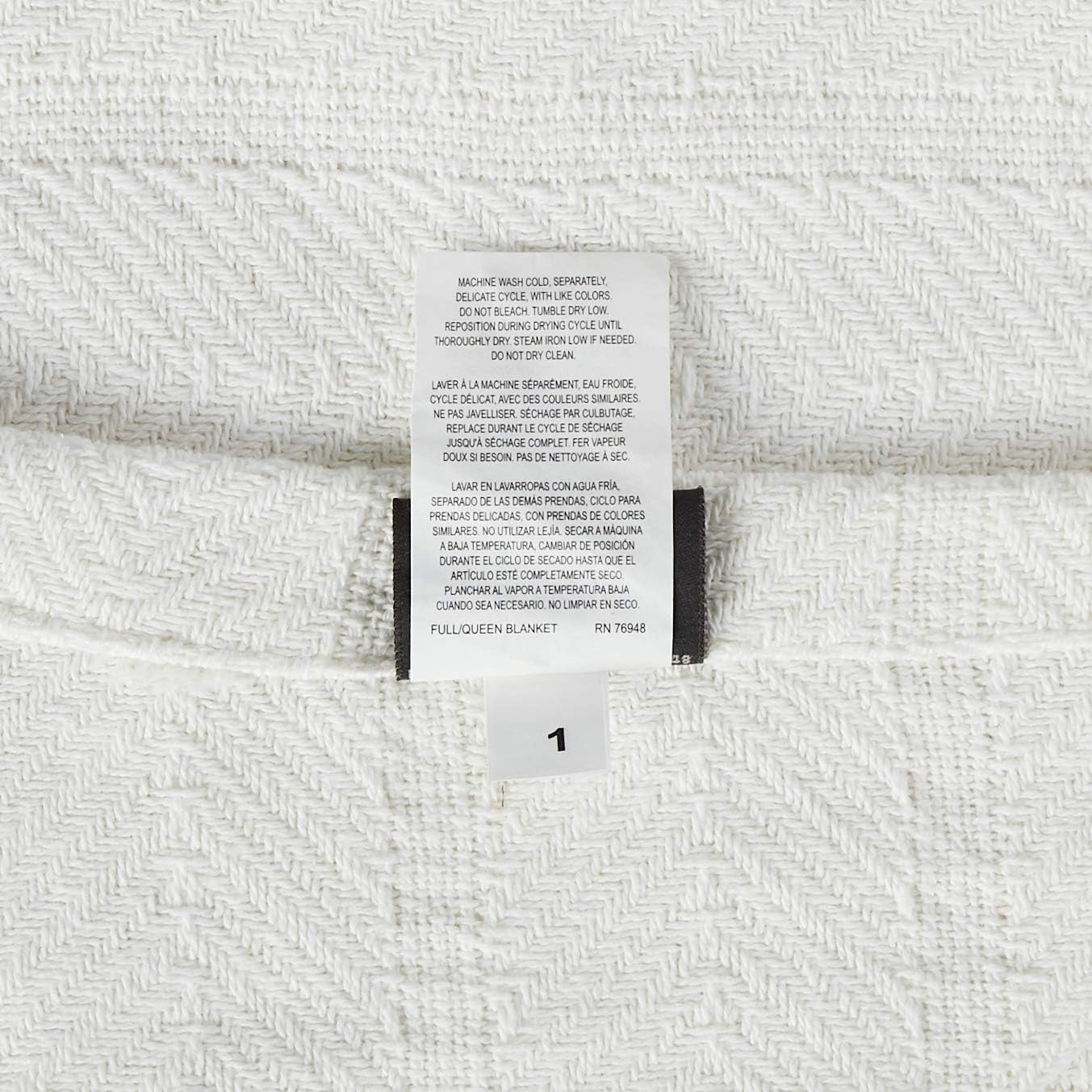 Eddie Bauer - Queen Size Blanket, 100% Soft Cotton Bed Blanket for Year Round Comfort, Throw Blanket for Couch or Bed (Herringbone Blue Stripe)