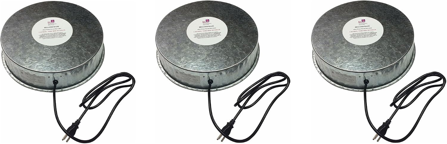 Farm Innovators Heated Poultry Waterer Base, 125 Watts, Metallic, 3-Pack