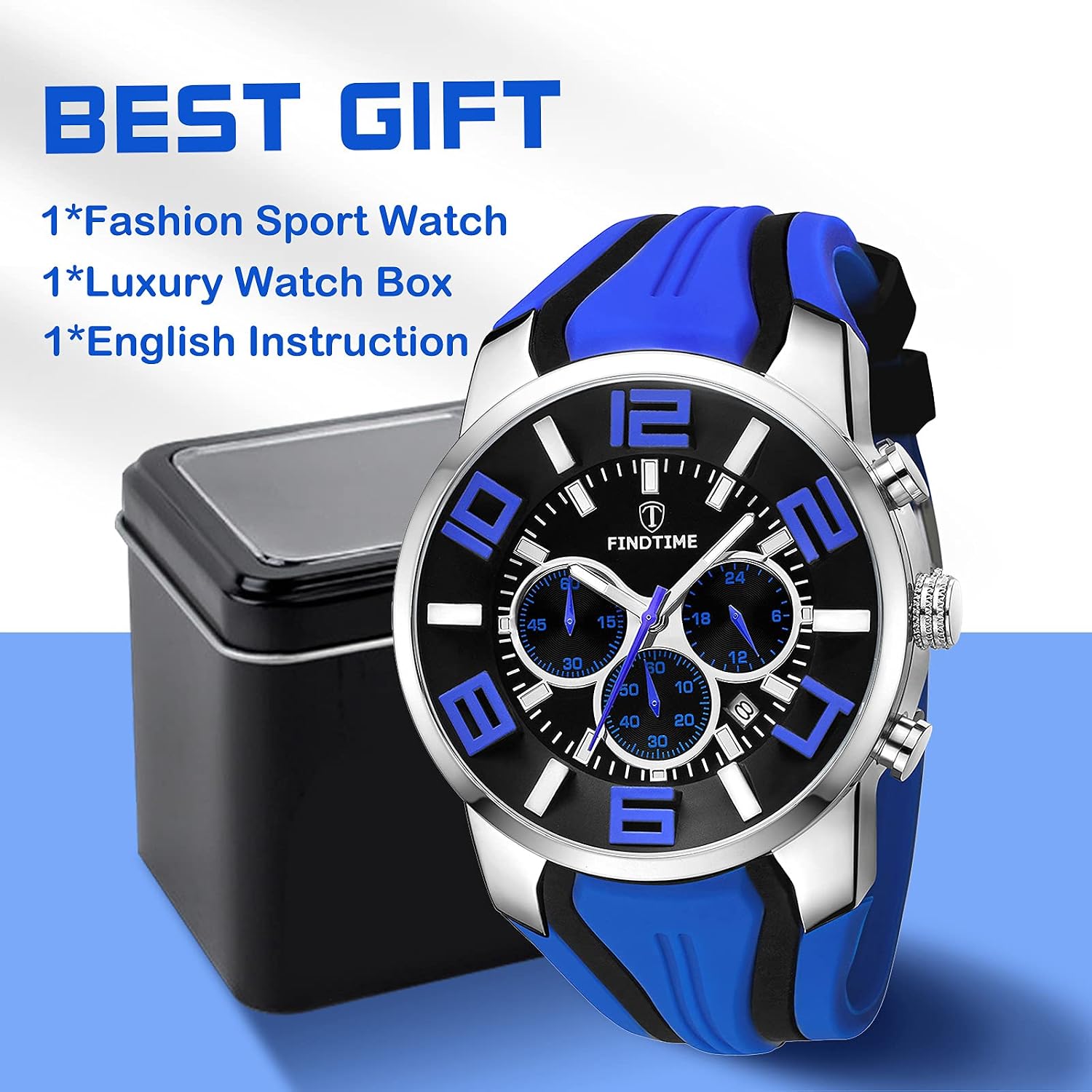 findtime Mens Sport Watches for Men Reloj para Hombre Colorful Cool Unique Analog Stylish Wrist Watch Chronograph for Running Training Stopwatch