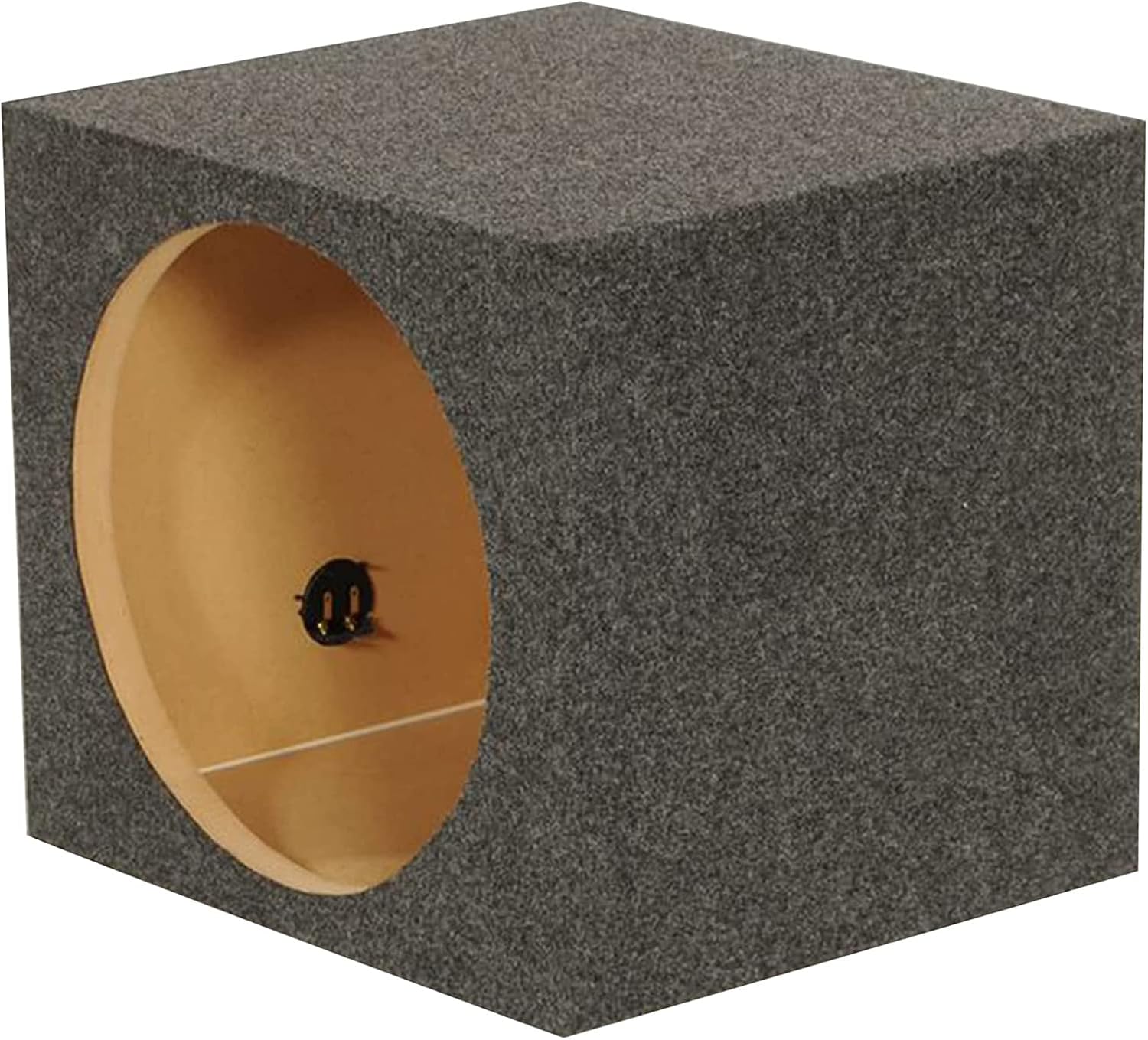 QPower 15 Inch Heavy-Duty Single Vented Carpet Covered Durable Car Audio Vehicle Subwoofer Enclosure Woofer Box, Charcoal Gray