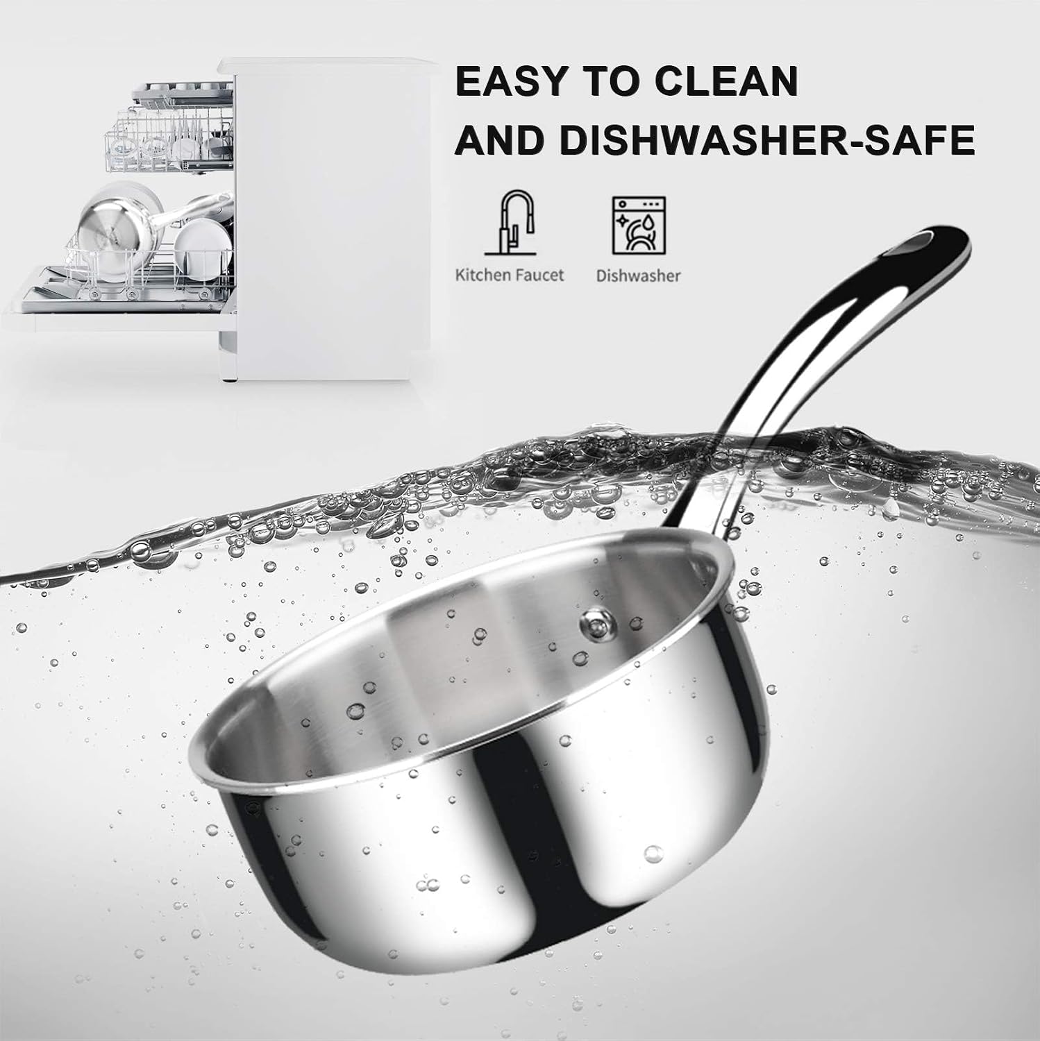 Duxtop Tri-Ply Stainless Steel Saucepan with Lid, 3 Qt Induction Pot | Whole Clad Saucier Pan, Dishwasher and Oven Safe, Stay-Cool Handle