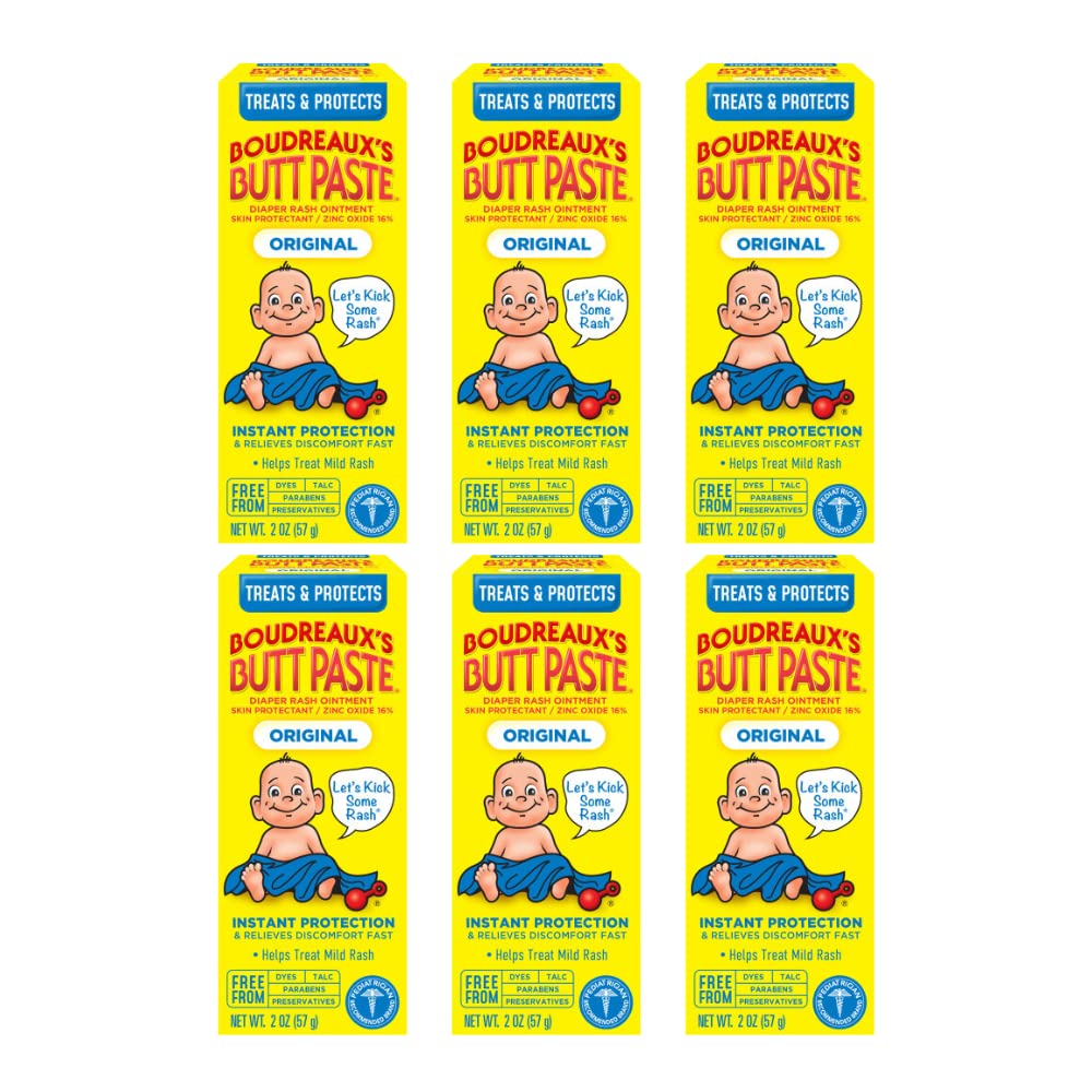 Boudreaux's Butt Paste Diaper Cream, Dermatologist-Tested Original Diaper Rash Cream for Daily Prevention and Relief, Baby Ointment, 2oz Tube