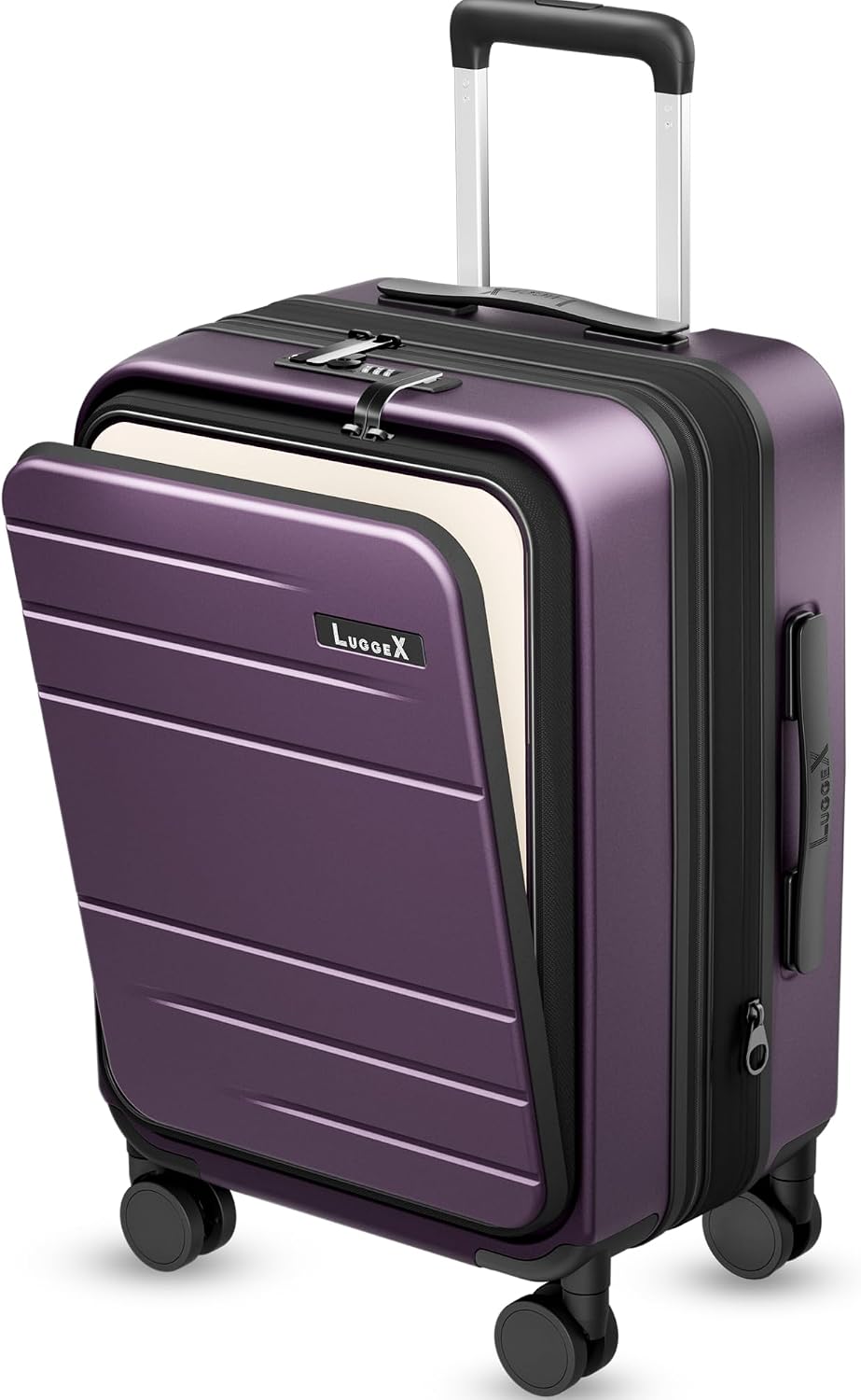 LUGGEX Checked Top Opening Expandable Suitcase, Black, 28" | Checked Luggage, Top Opening Design, 100% PC Hard Shell, Expandable Storage, TSA Approved Lock, 105L-115L Capacity, FX-Core