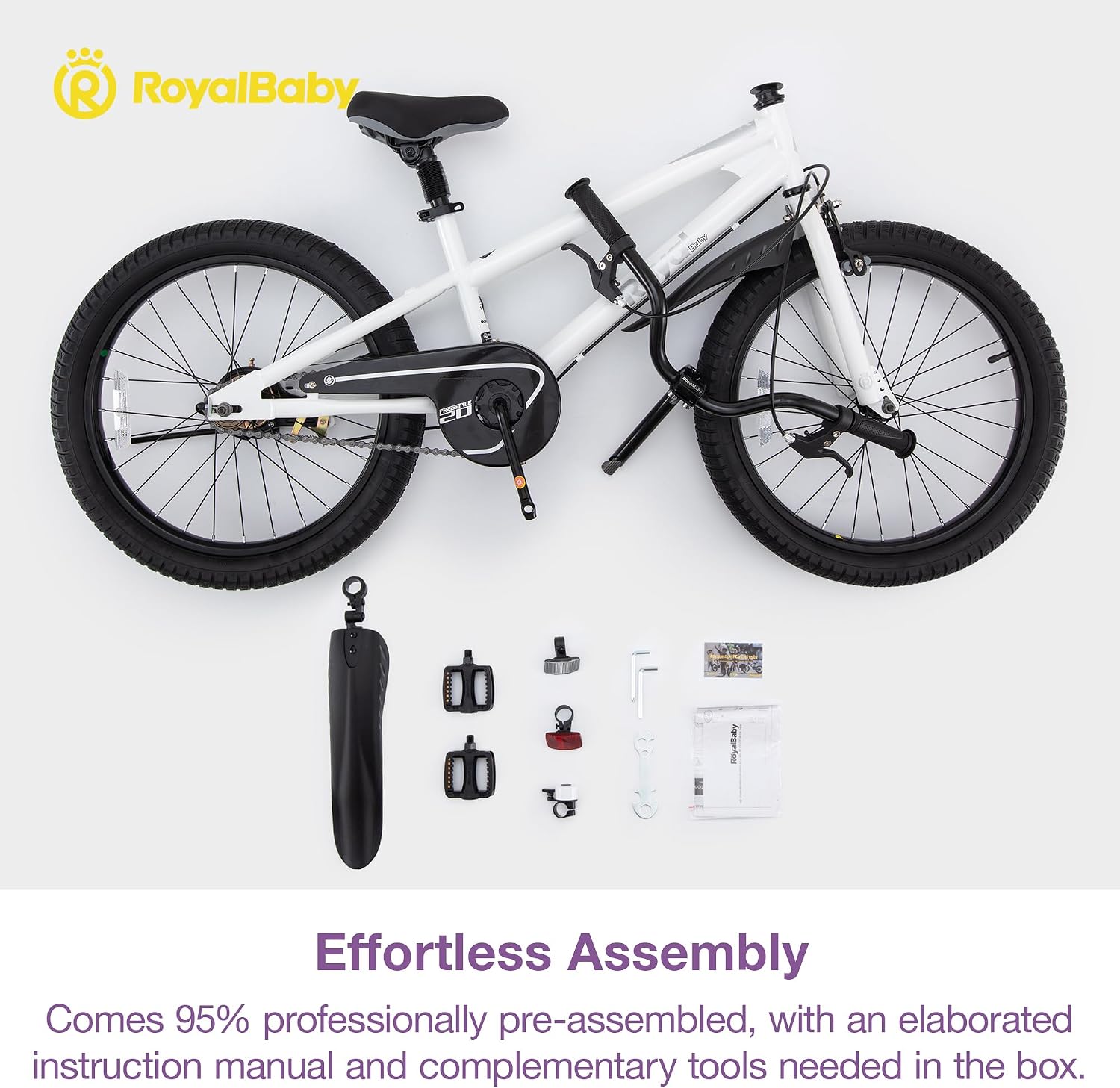 RoyalBaby Freestyle Kids Bike 12 14 16 18 20 Inch Bicycle for Boys Girls Ages 3-10 Years, Multiple Color Options
