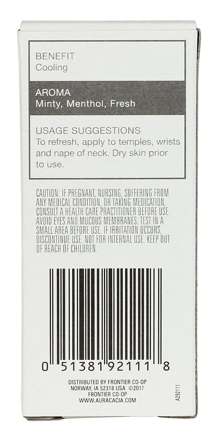 Aura Cacia Roll-On Essential Oil Blend, Peppermint, 0.31 Ounce