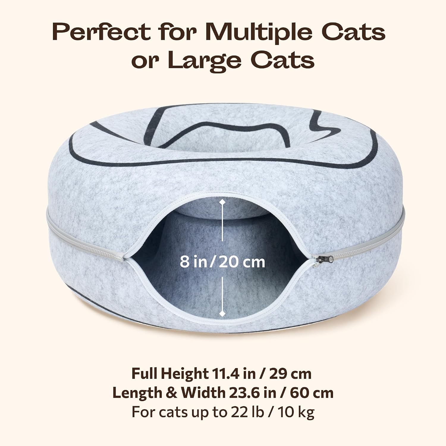 Cat Cave – Premium Felt Cat Bed for Indoor Cats, Handmade 100% Merino Wool (Large, Black Aqua)
