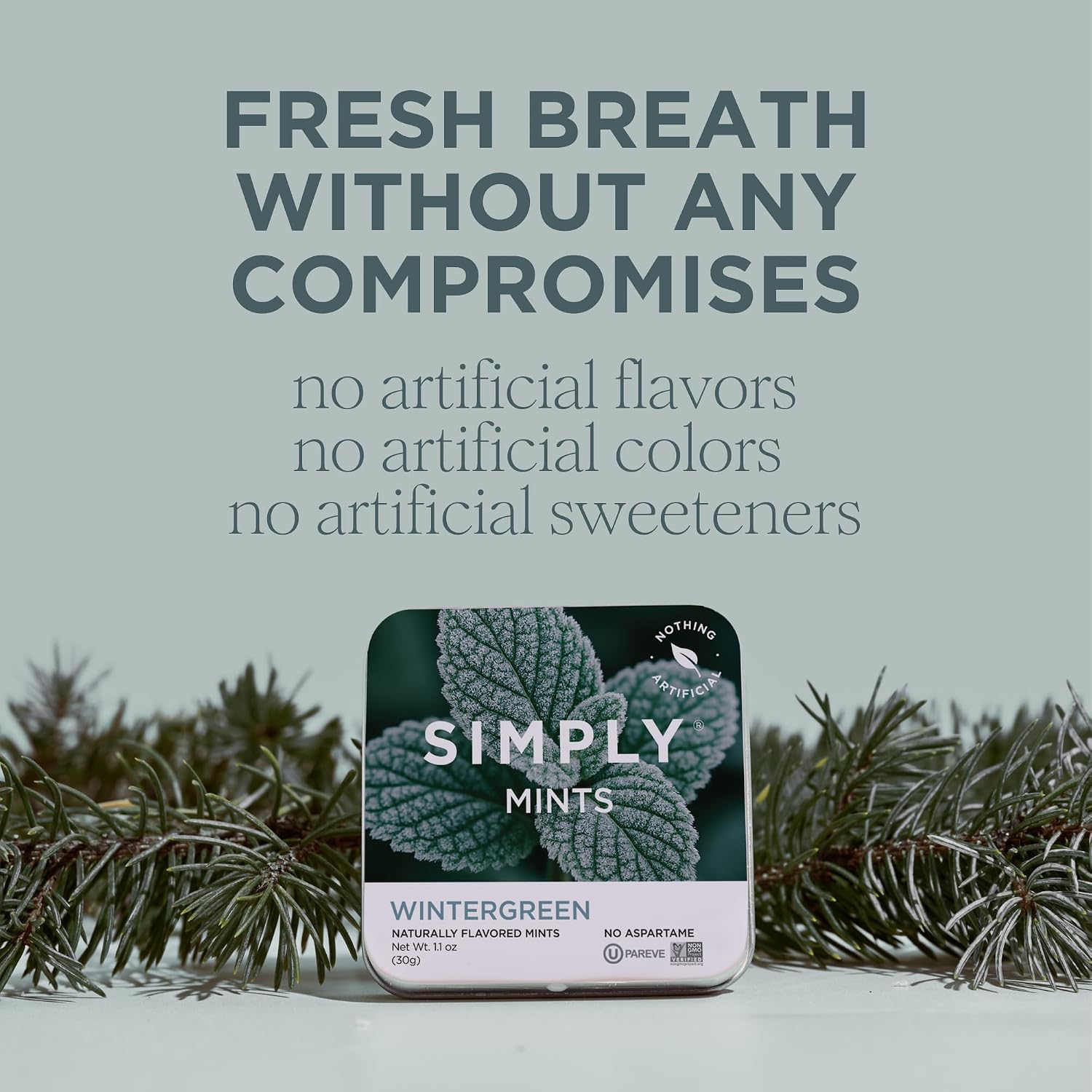 SIMPLY MINTS Natural Peppermint Breath Mints, 6 Pack (180 Pieces), Made With Real Peppermint Oil | Aspartame-Free, Sorbitol-Free, Xylitol-Free, Vegan, Kosher, Non-GMO