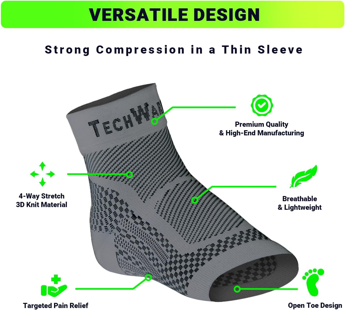 Ankle Brace Compression Sleeve - Plantar Fasciitis Sock. Relieves Achilles Tendonitis. Foot Arch Support Reduces Joint Pain, Swelling & Heel Spur Pain. Injury Recovery Braces for Sports