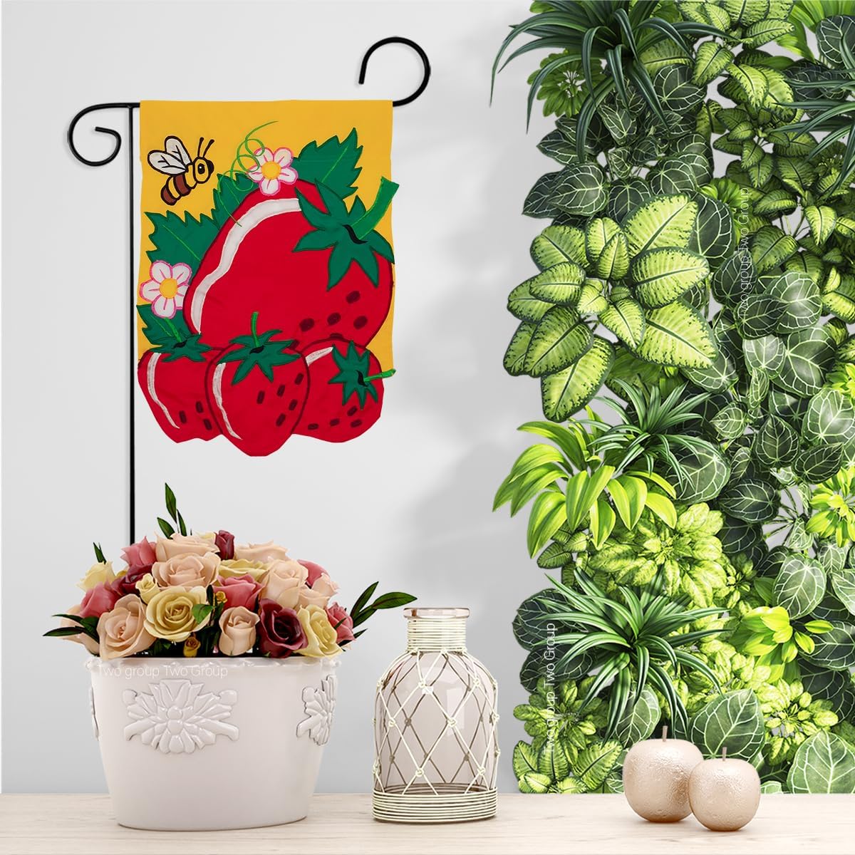 Strawberry Flag Home Decor Strawberries Banner Applique Decorative Stitched Tapestry Wall American Embroidered Sew Stitching Gifts Patio Porch Lwan