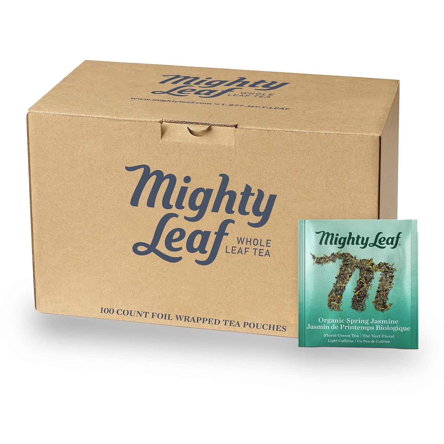 Mighty Leaf Green Tea Tropical – 100 Count Whole Leaf Green Tea Bags – Pyramid Sachets with Pineapple, Tropical Fruit & Floral Flavors – Antioxidant-Rich, Lightly Caffeinated