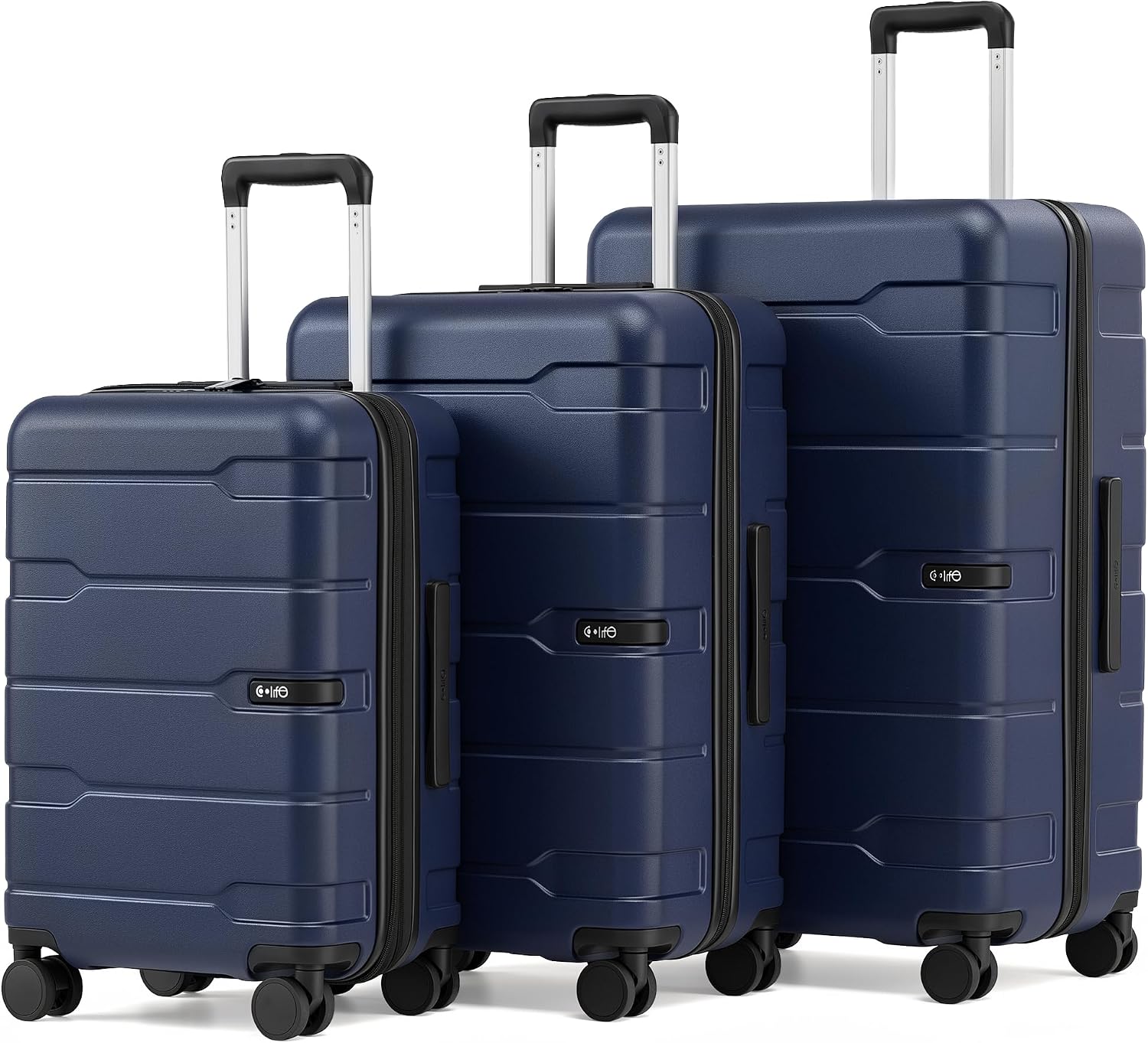 Coolife Medium Checked Luggage Hardside Suitcase with Spinner Wheels, 24in | Lightweight ABS+PC, Rolling Travel Suitcase with TSA Lock, Spinner Wheels, Durable Zipper, Charcoal
