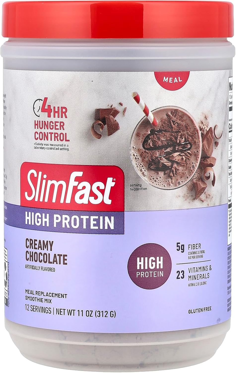 SlimFast Advanced Nutrition Creamy Chocolate Smoothie Mix – Weight Loss Meal Replacement – 20g protein – 11.4 Oz. Canister – 12 servings